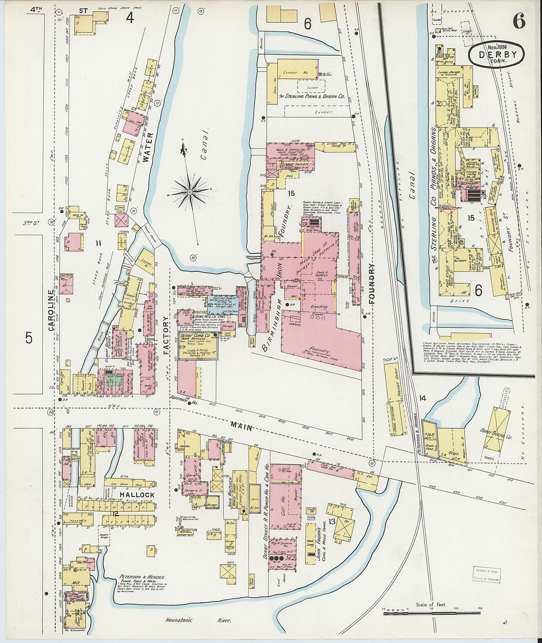 This old map of Derby, Shelton Fairfield County, Connecticut was created by Sanborn Map Company in 1896