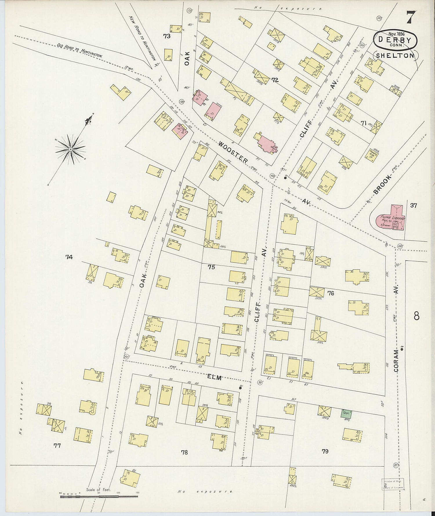 This old map of Derby, Shelton Fairfield County, Connecticut was created by Sanborn Map Company in 1896