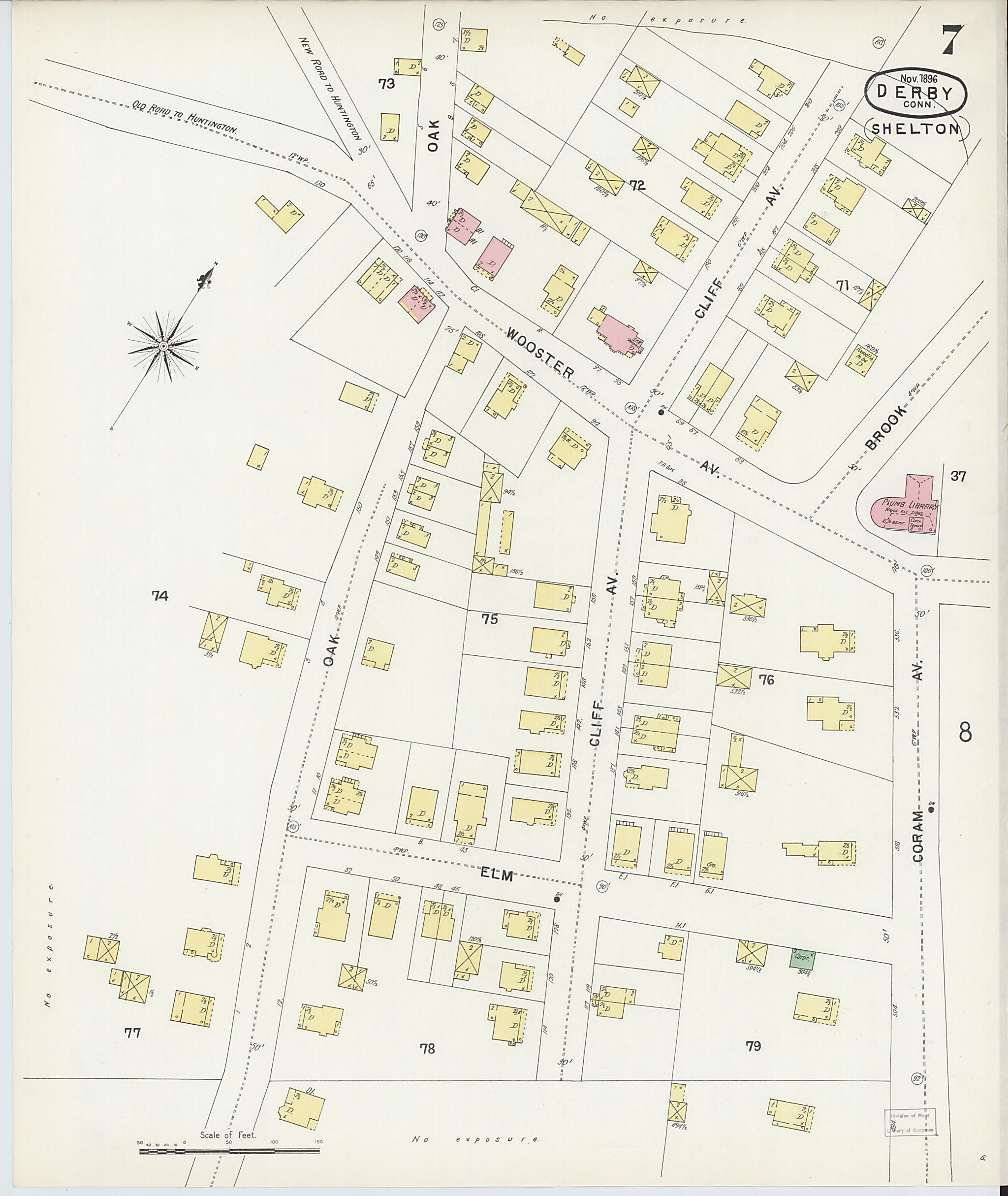 This old map of Derby, Shelton Fairfield County, Connecticut was created by Sanborn Map Company in 1896