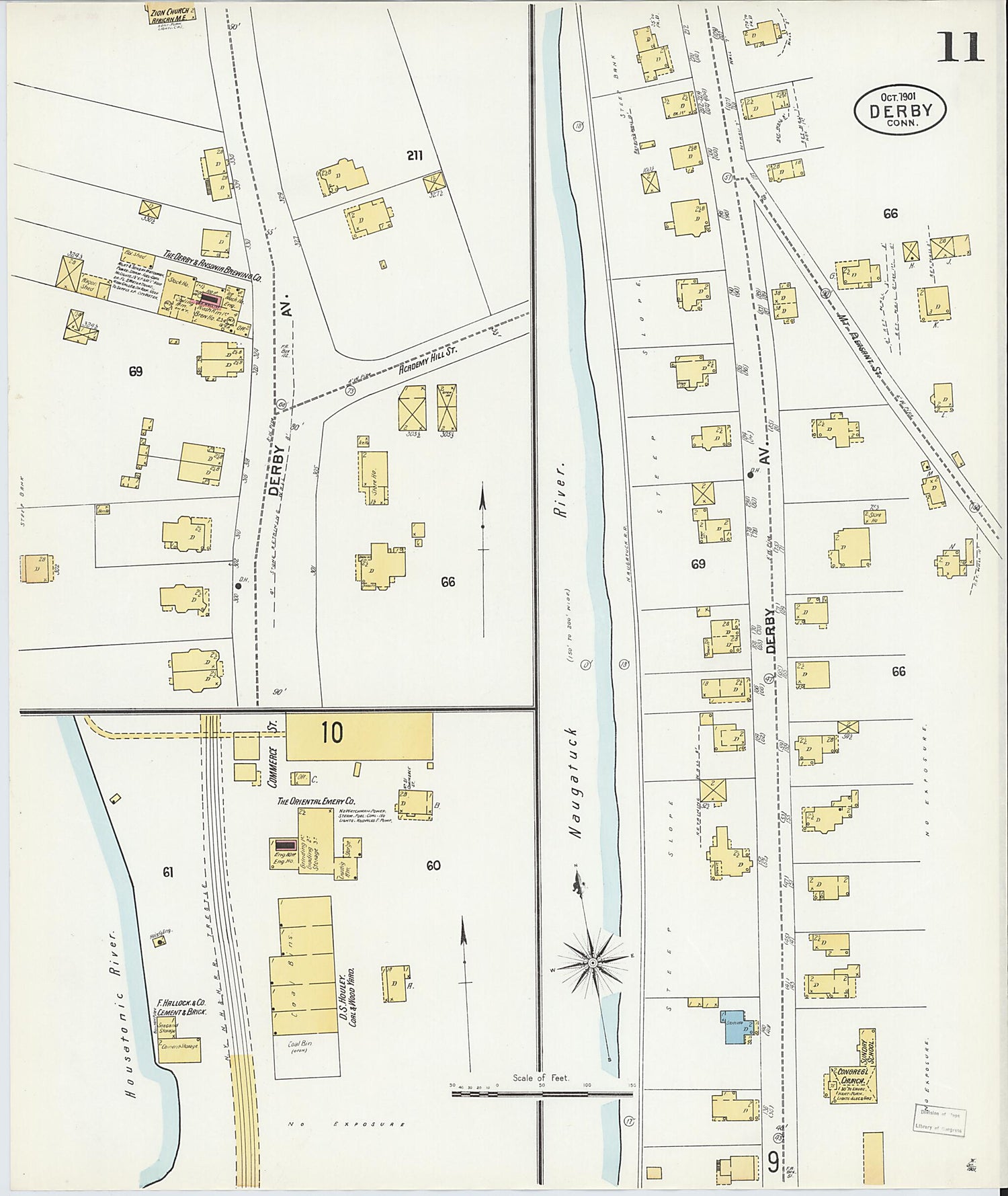 This old map of Derby, Shelton Fairfield County, Connecticut was created by Sanborn Map Company in 1901