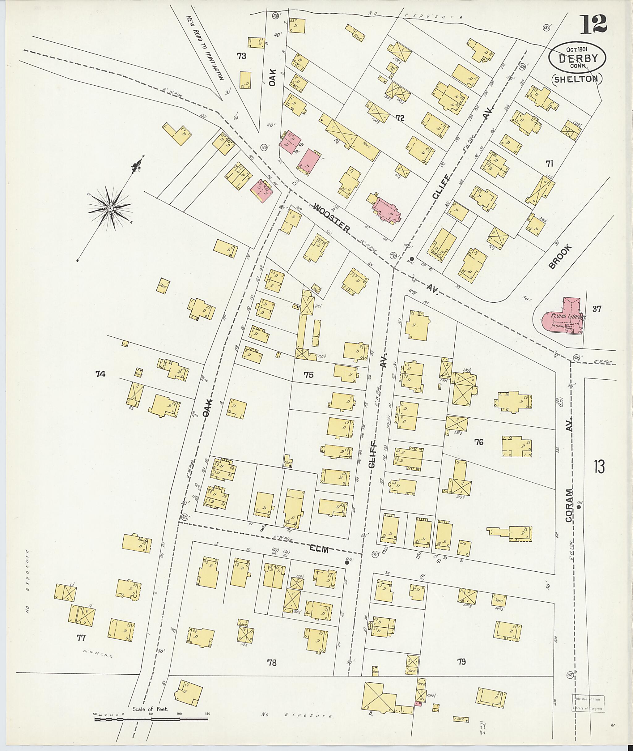 This old map of Derby, Shelton Fairfield County, Connecticut was created by Sanborn Map Company in 1901