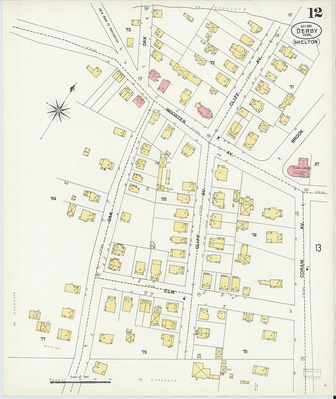 This old map of Derby, Shelton Fairfield County, Connecticut was created by Sanborn Map Company in 1901