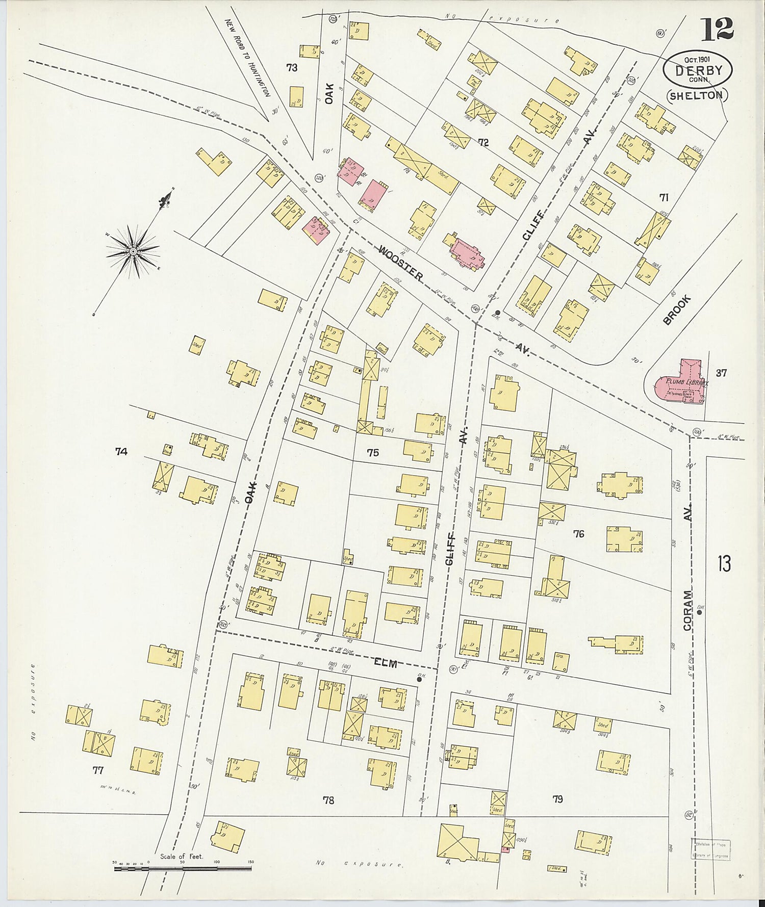 This old map of Derby, Shelton Fairfield County, Connecticut was created by Sanborn Map Company in 1901