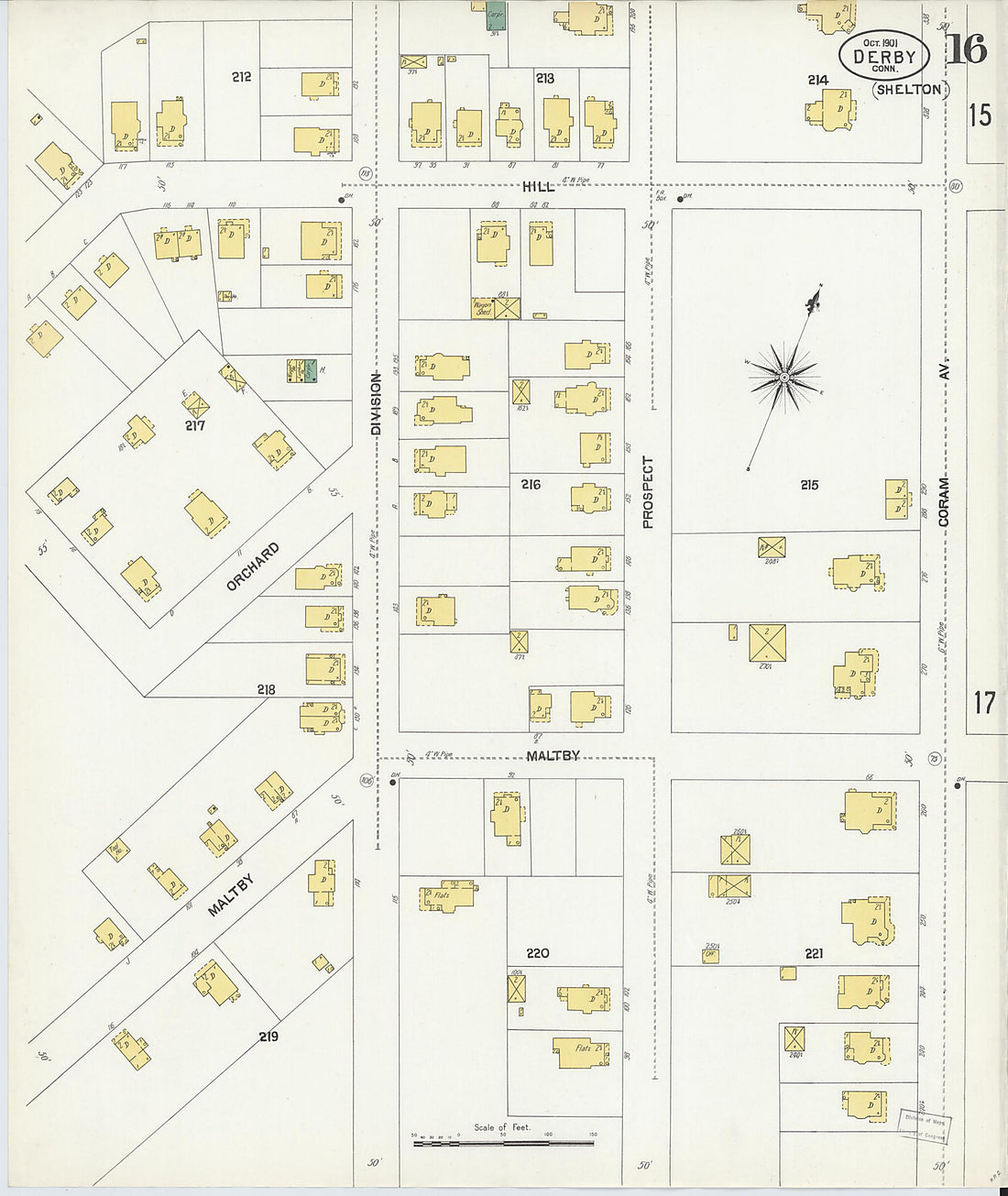 This old map of Derby, Shelton Fairfield County, Connecticut was created by Sanborn Map Company in 1901