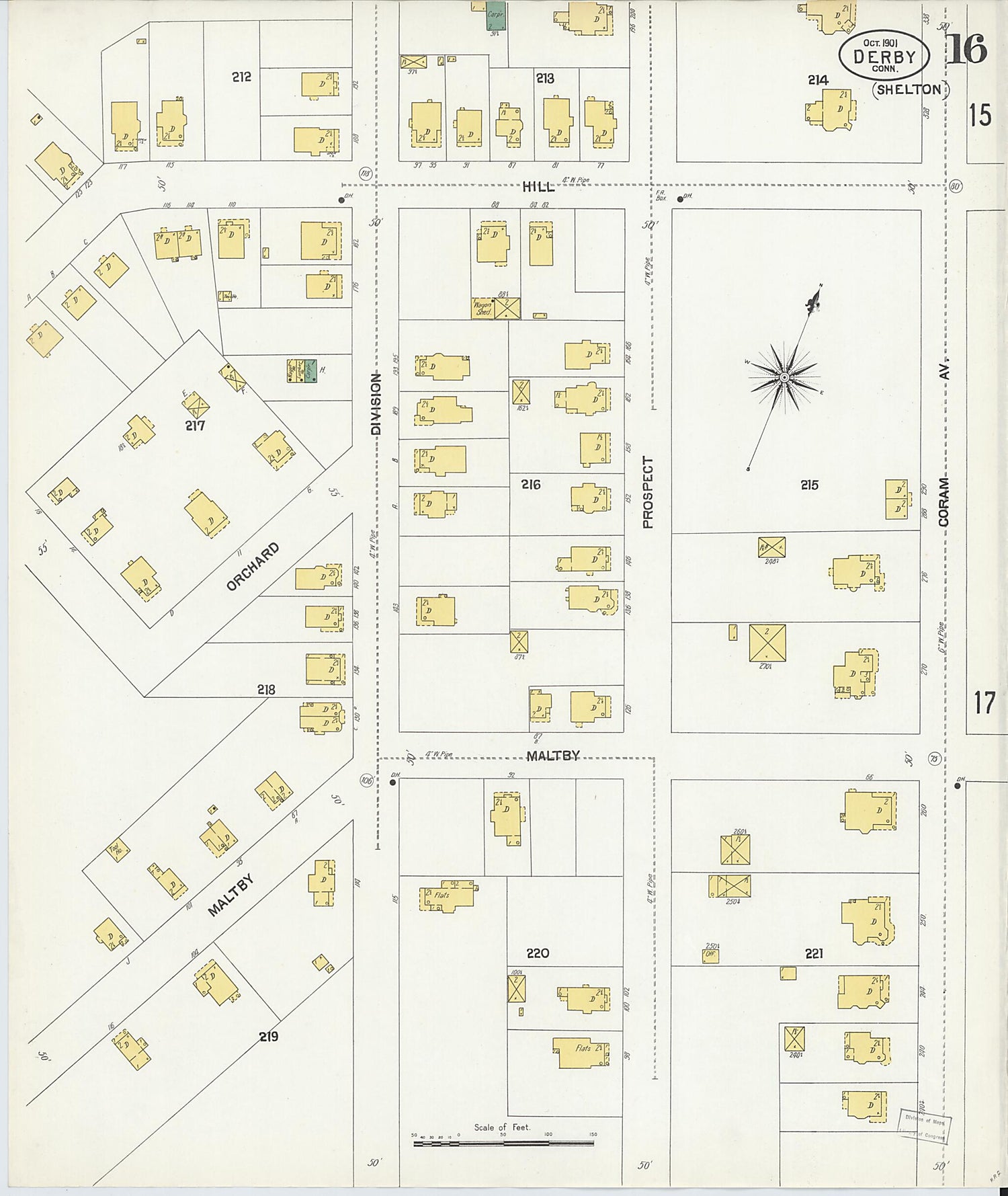 This old map of Derby, Shelton Fairfield County, Connecticut was created by Sanborn Map Company in 1901