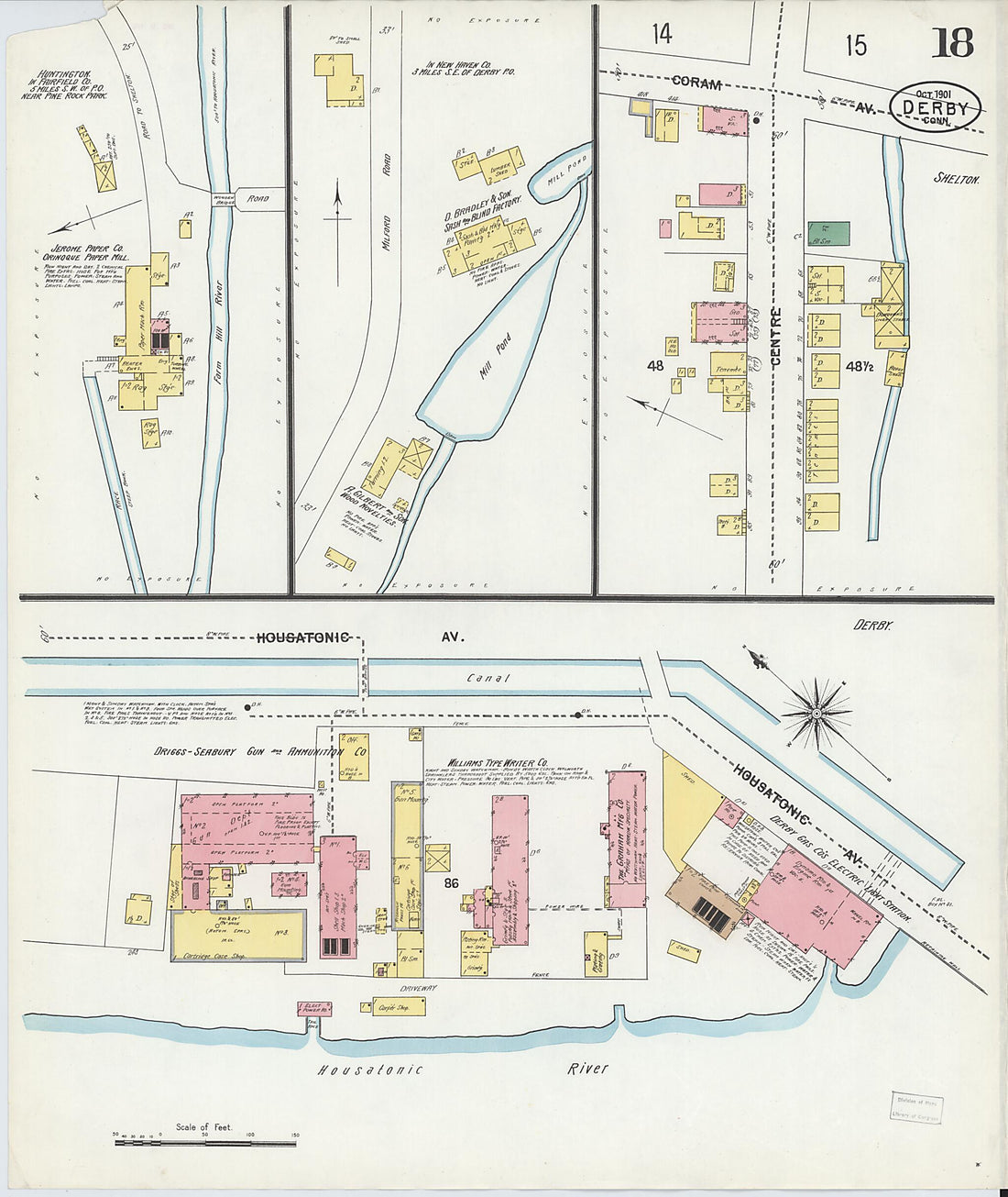 This old map of Derby, Shelton Fairfield County, Connecticut was created by Sanborn Map Company in 1901