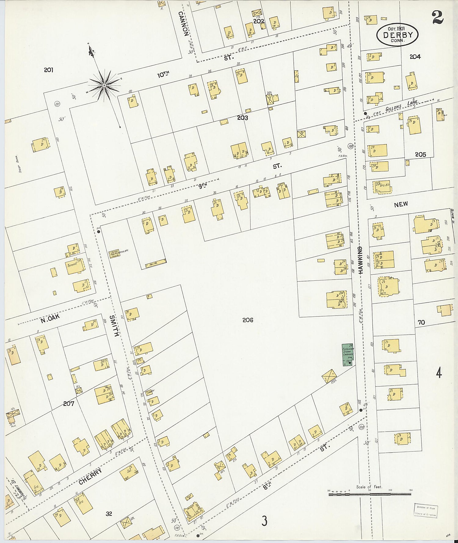 This old map of Derby, Shelton Fairfield County, Connecticut was created by Sanborn Map Company in 1901