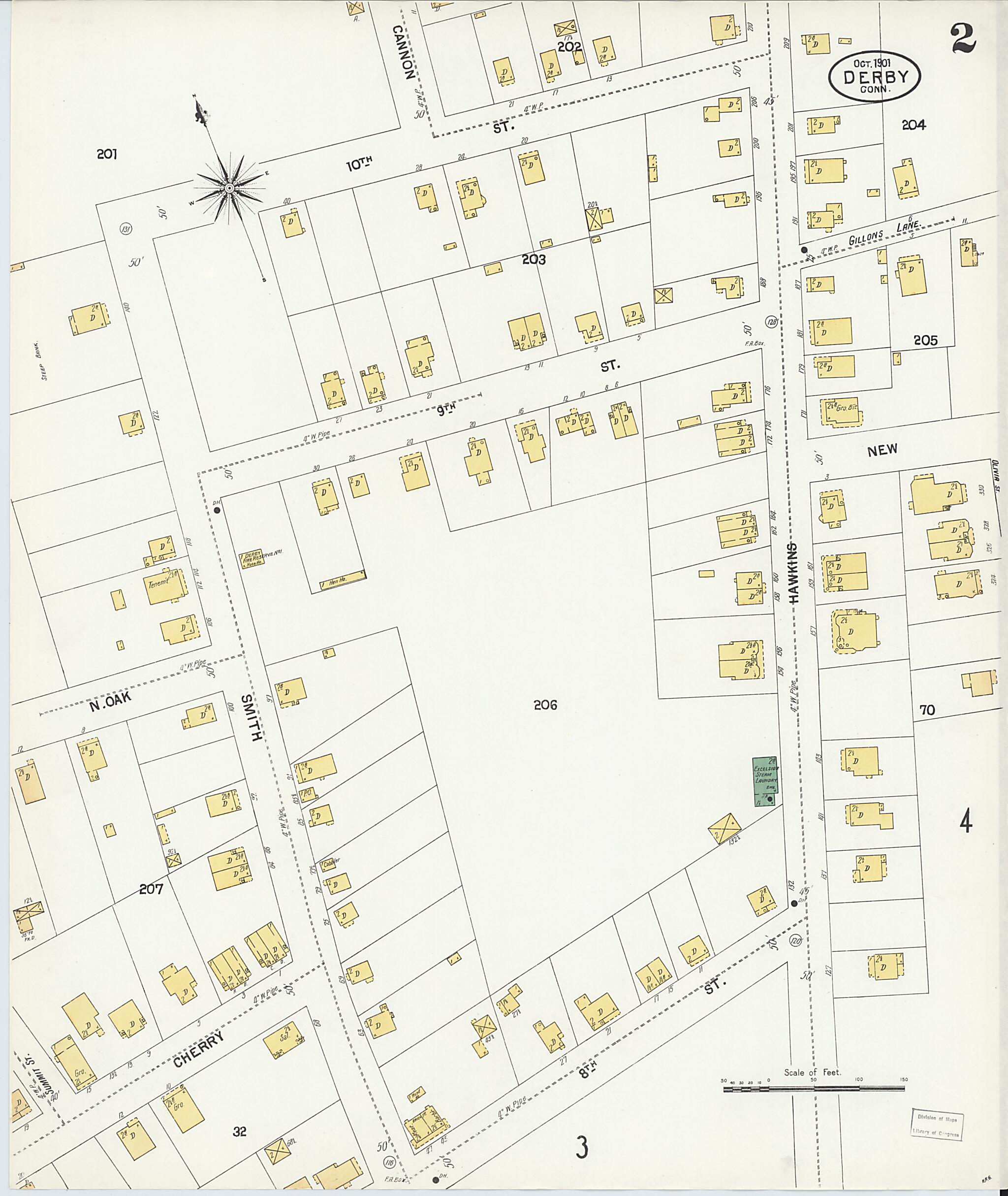 This old map of Derby, Shelton Fairfield County, Connecticut was created by Sanborn Map Company in 1901