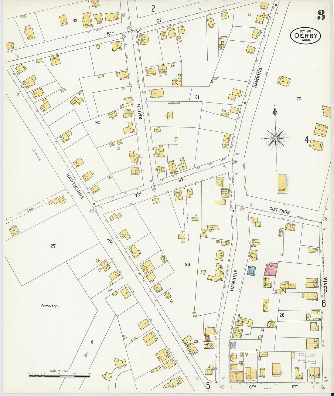 This old map of Derby, Shelton Fairfield County, Connecticut was created by Sanborn Map Company in 1901