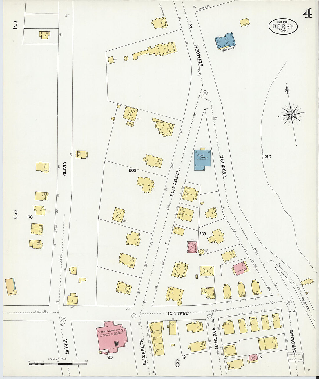 This old map of Derby, Shelton Fairfield County, Connecticut was created by Sanborn Map Company in 1901
