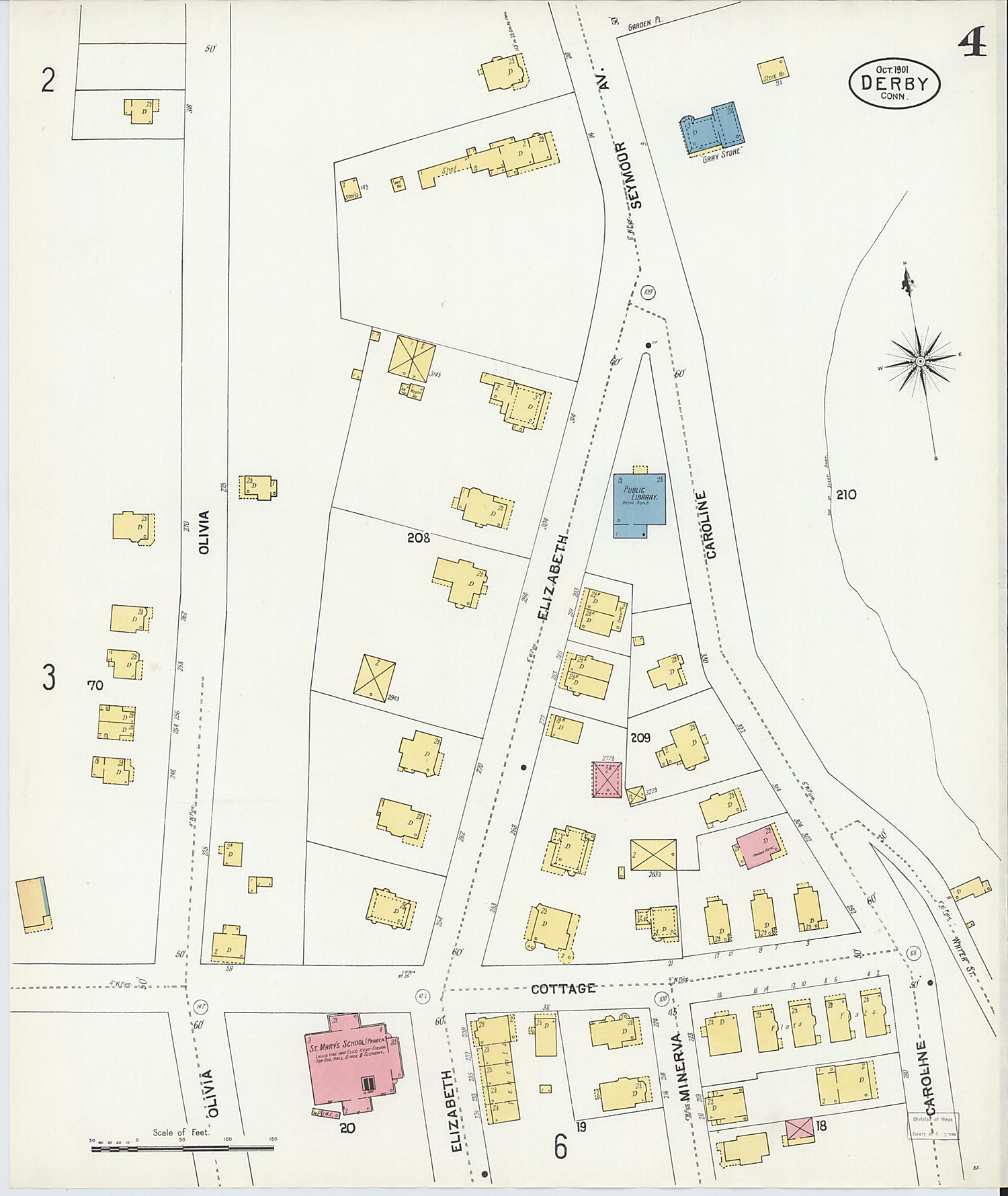 This old map of Derby, Shelton Fairfield County, Connecticut was created by Sanborn Map Company in 1901