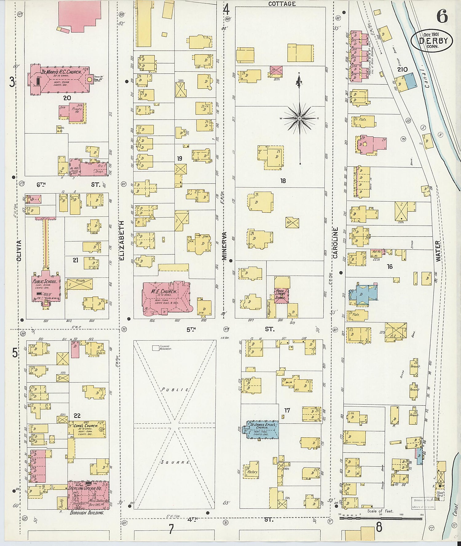 This old map of Derby, Shelton Fairfield County, Connecticut was created by Sanborn Map Company in 1901