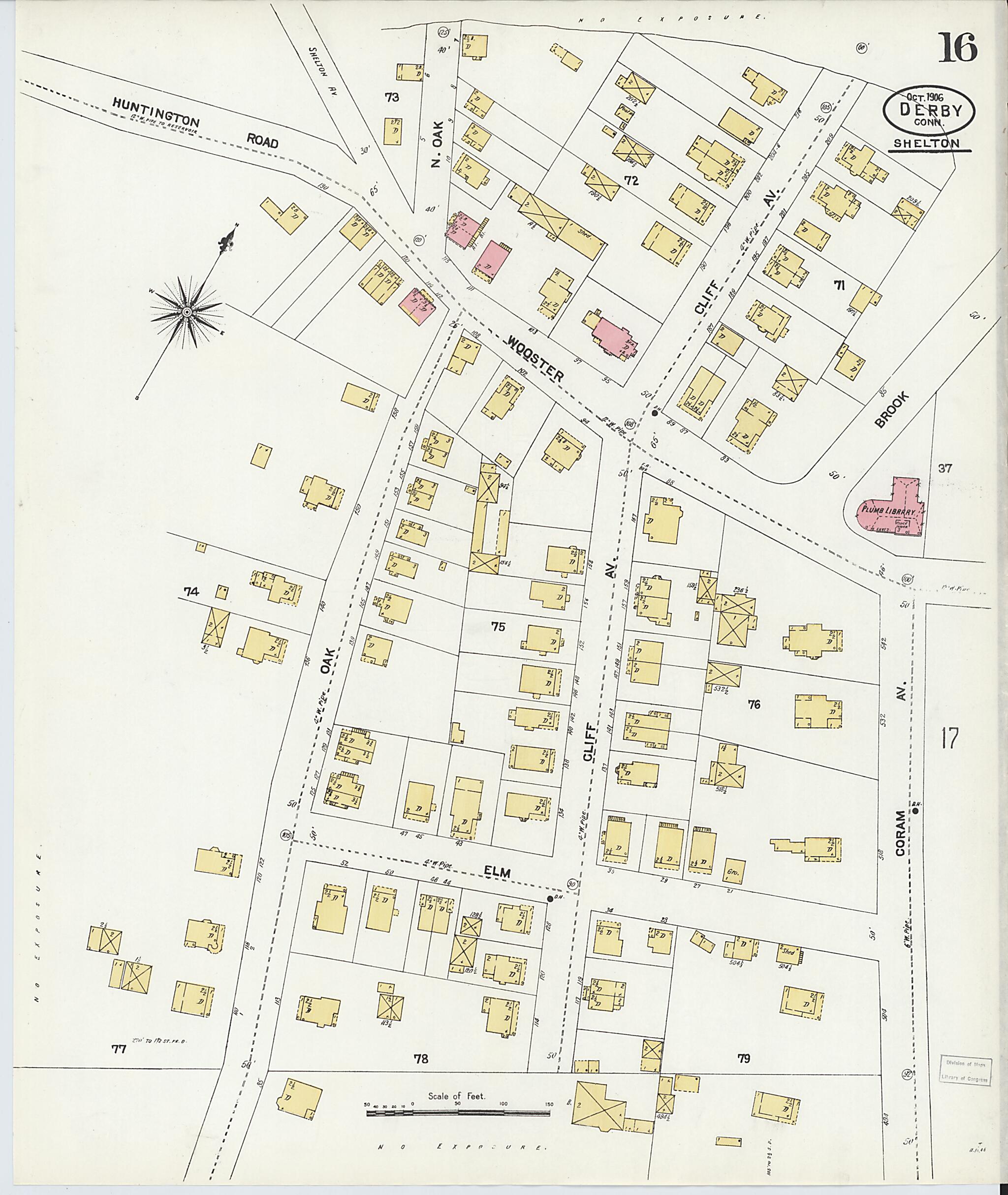 This old map of Derby, Shelton Fairfield County, Connecticut was created by Sanborn Map Company in 1906