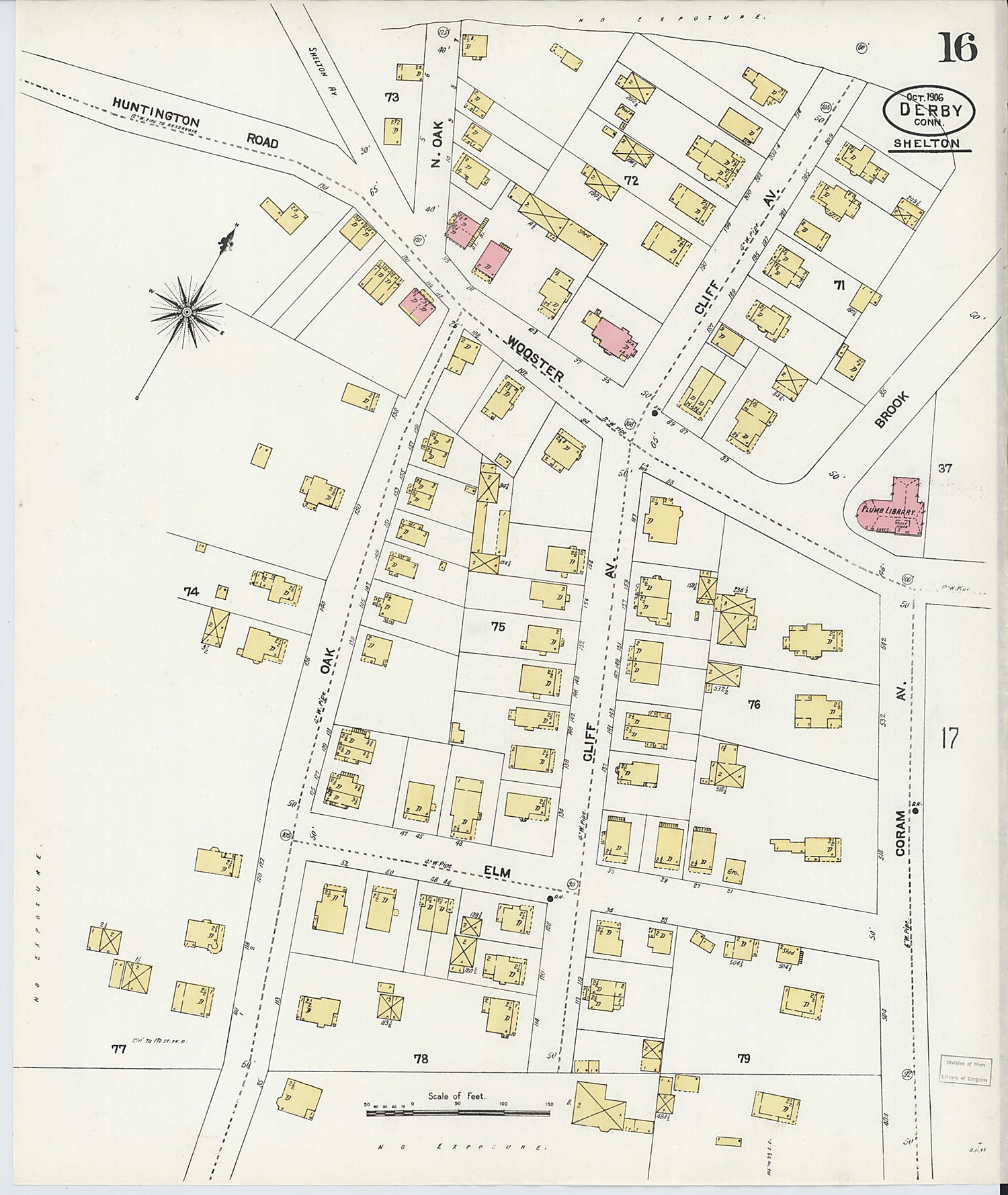 This old map of Derby, Shelton Fairfield County, Connecticut was created by Sanborn Map Company in 1906