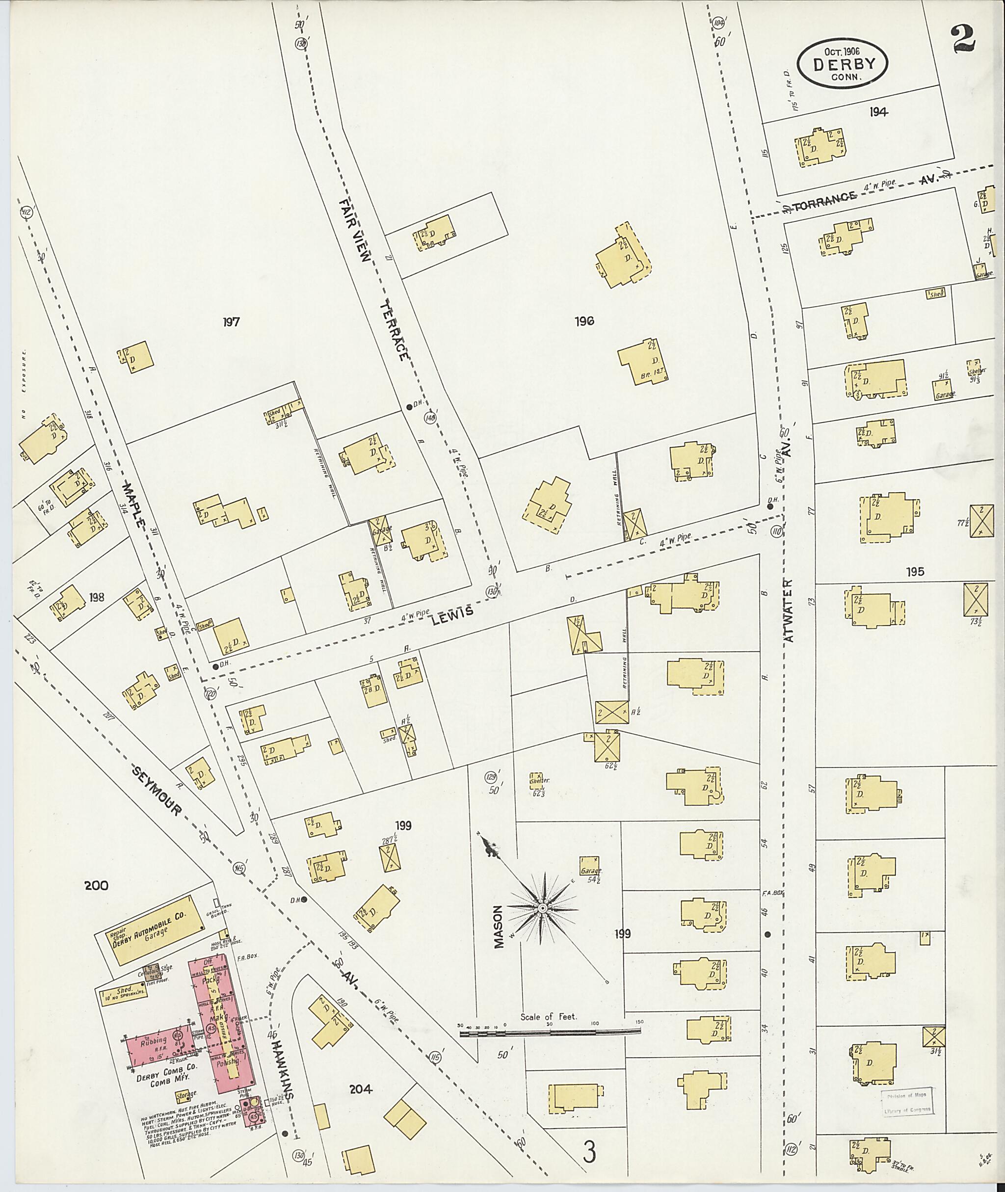 This old map of Derby, Shelton Fairfield County, Connecticut was created by Sanborn Map Company in 1906