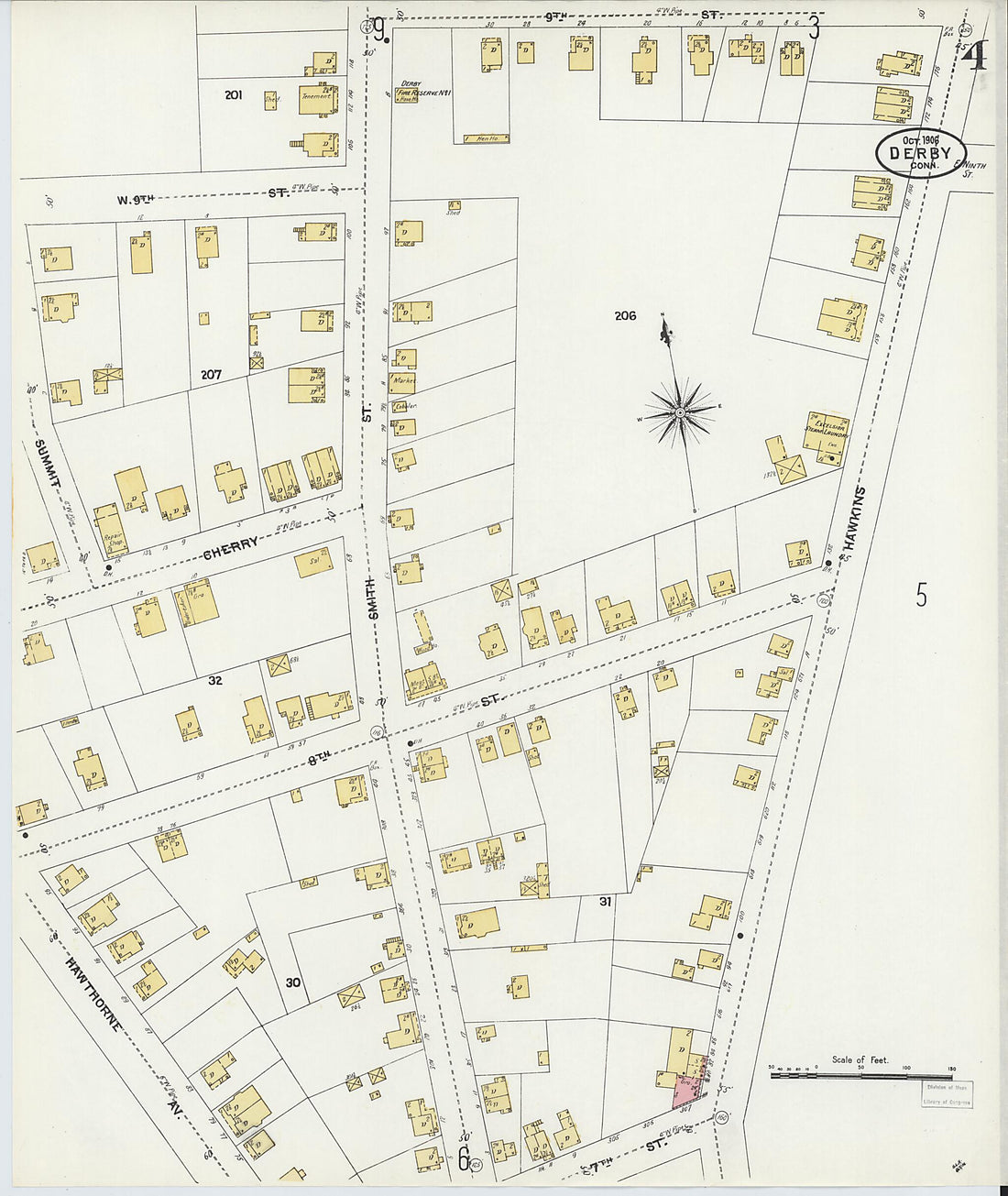 This old map of Derby, Shelton Fairfield County, Connecticut was created by Sanborn Map Company in 1906