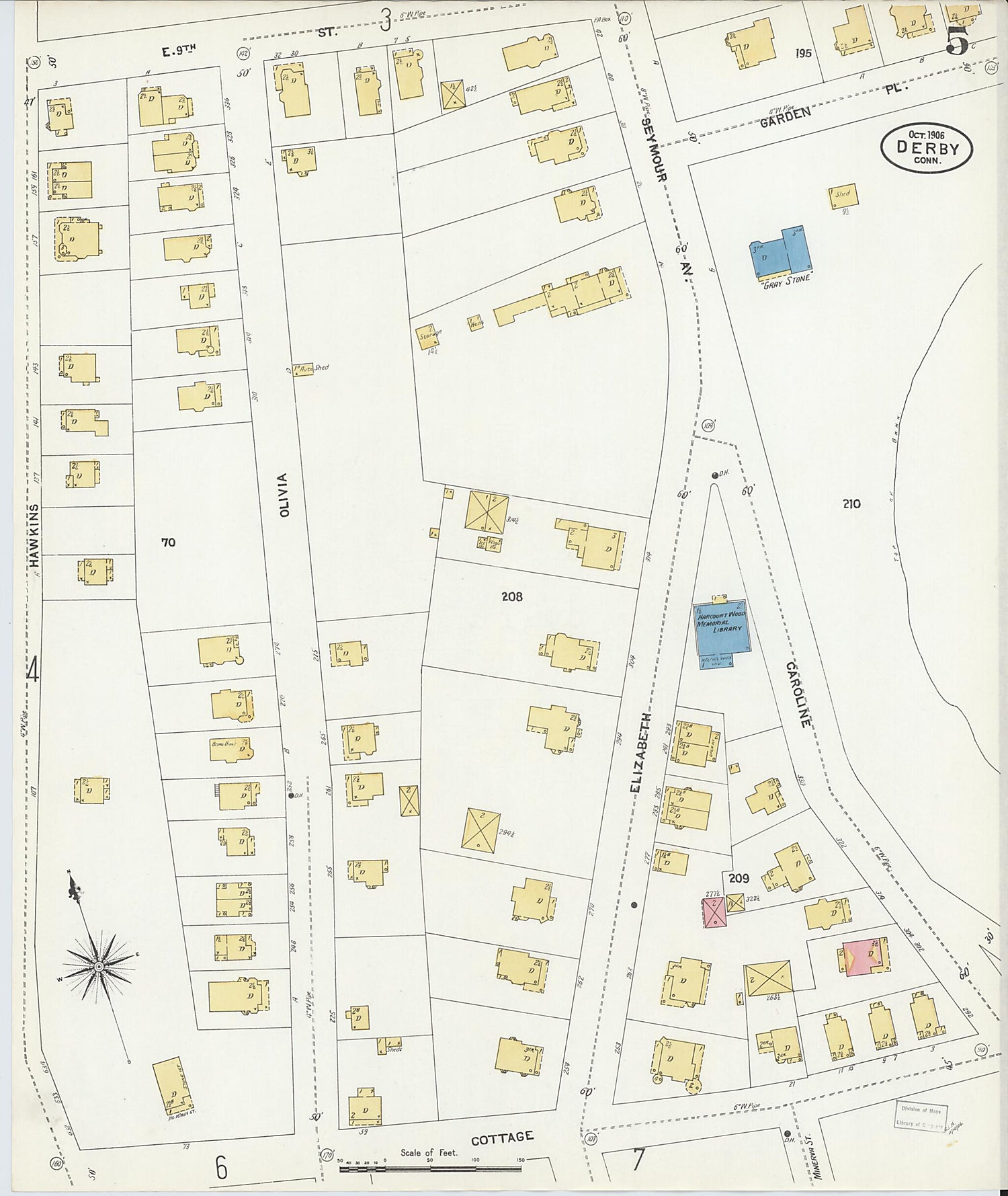 This old map of Derby, Shelton Fairfield County, Connecticut was created by Sanborn Map Company in 1906