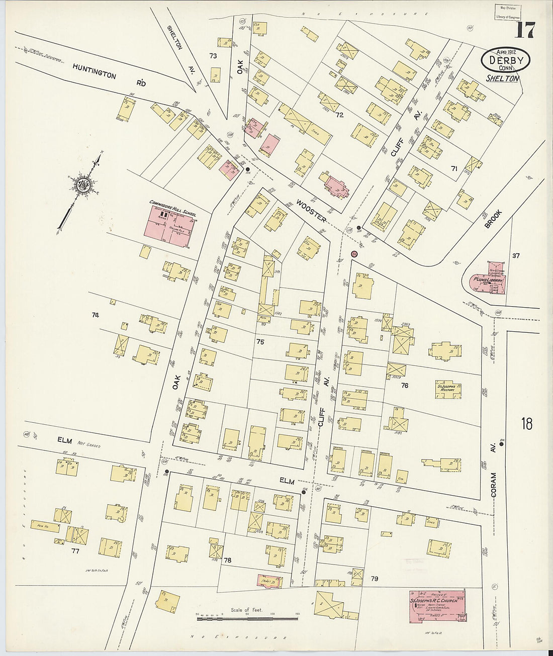 This old map of Derby, Shelton Fairfield County, Connecticut was created by Sanborn Map Company in 1912