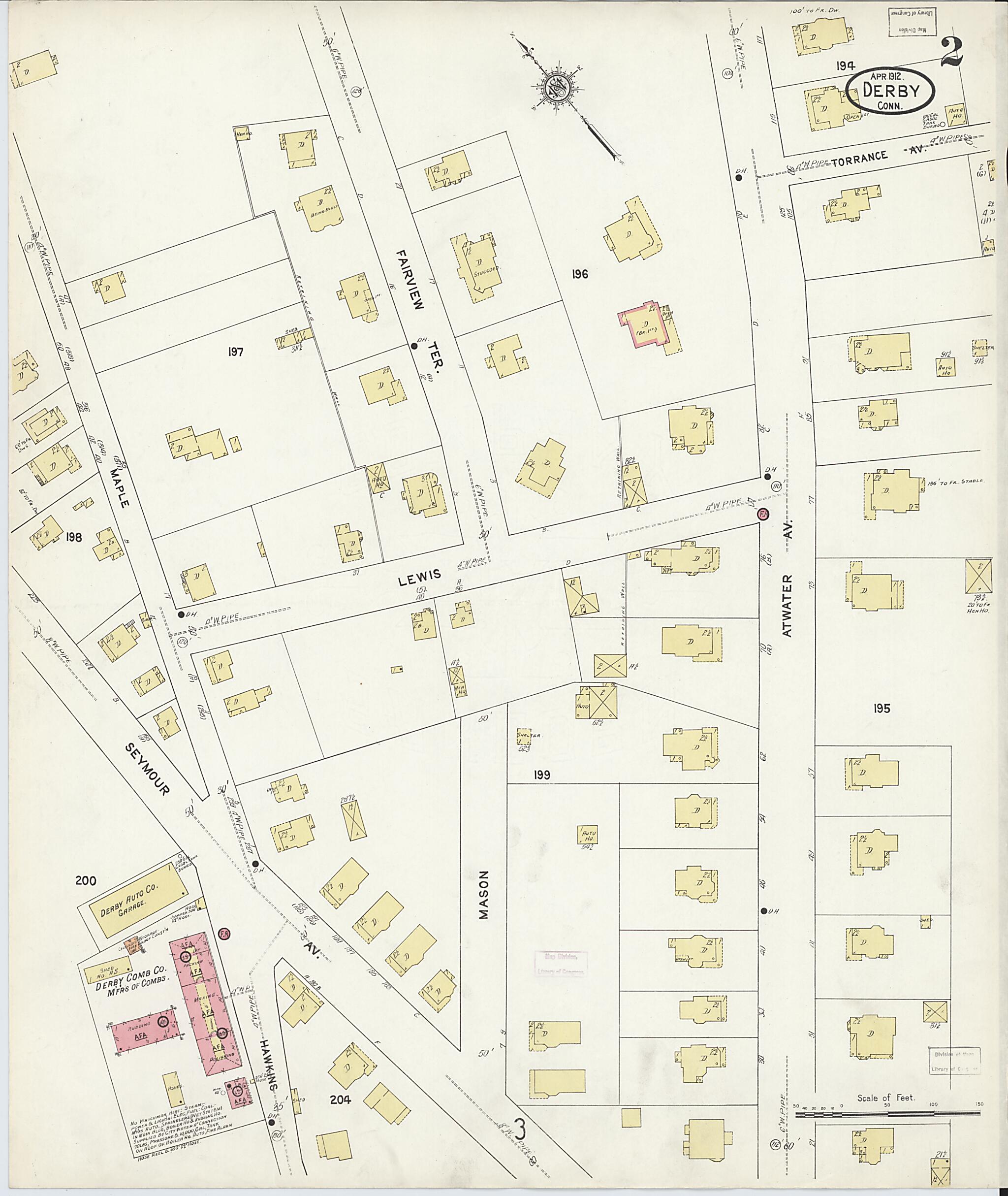 This old map of Derby, Shelton Fairfield County, Connecticut was created by Sanborn Map Company in 1912