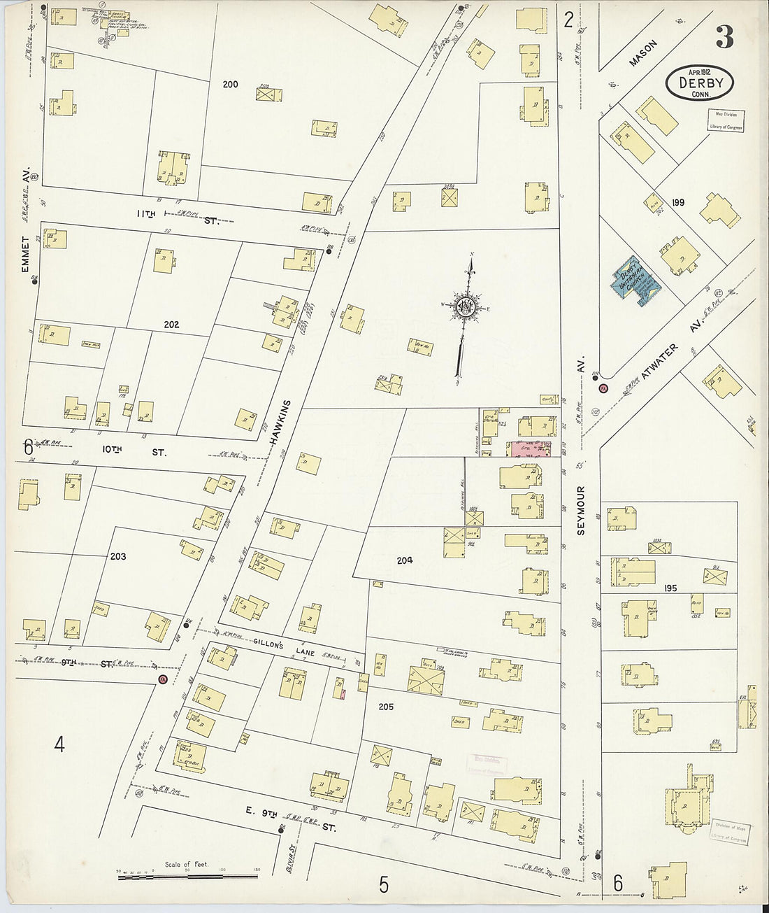This old map of Derby, Shelton Fairfield County, Connecticut was created by Sanborn Map Company in 1912