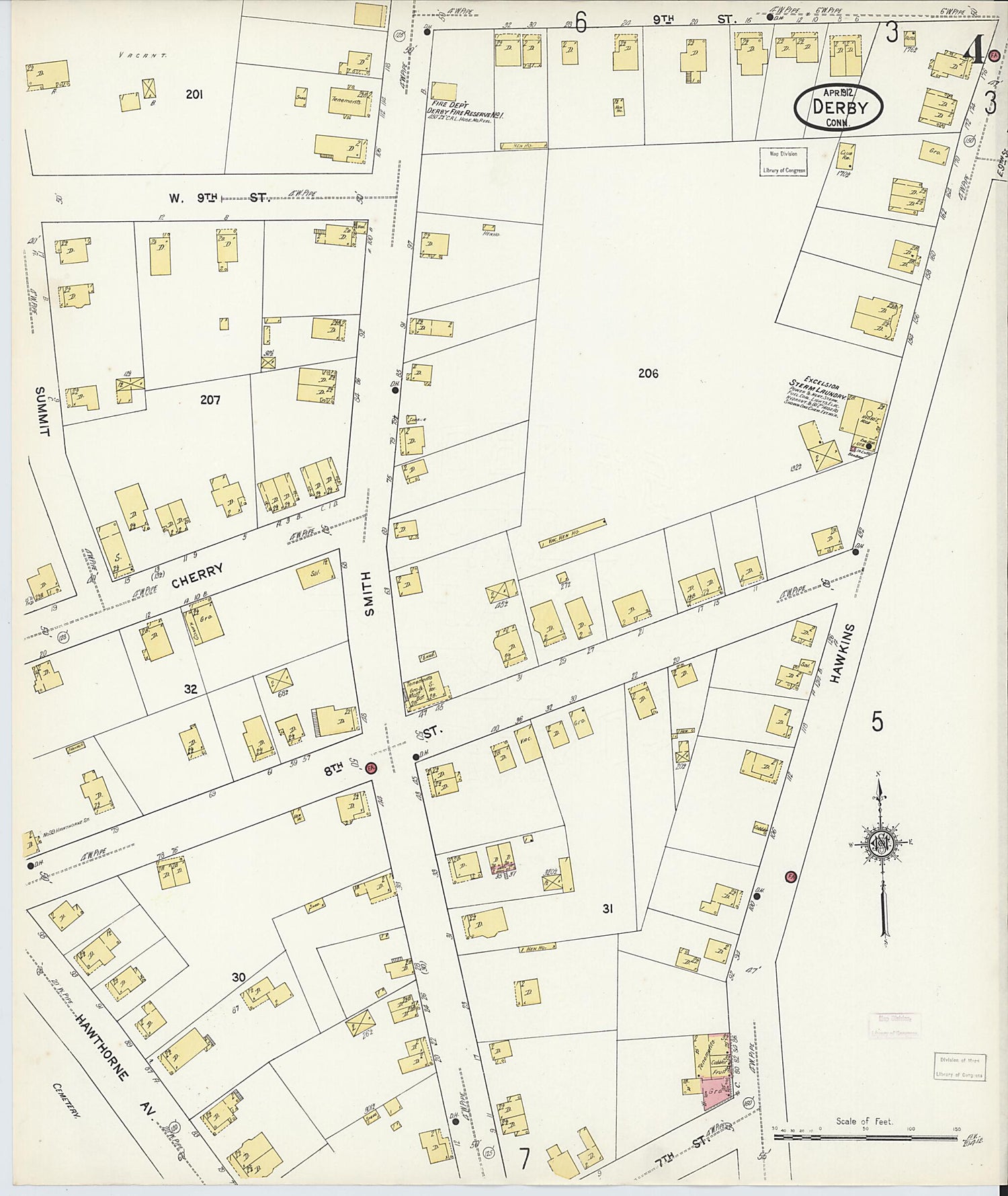 This old map of Derby, Shelton Fairfield County, Connecticut was created by Sanborn Map Company in 1912