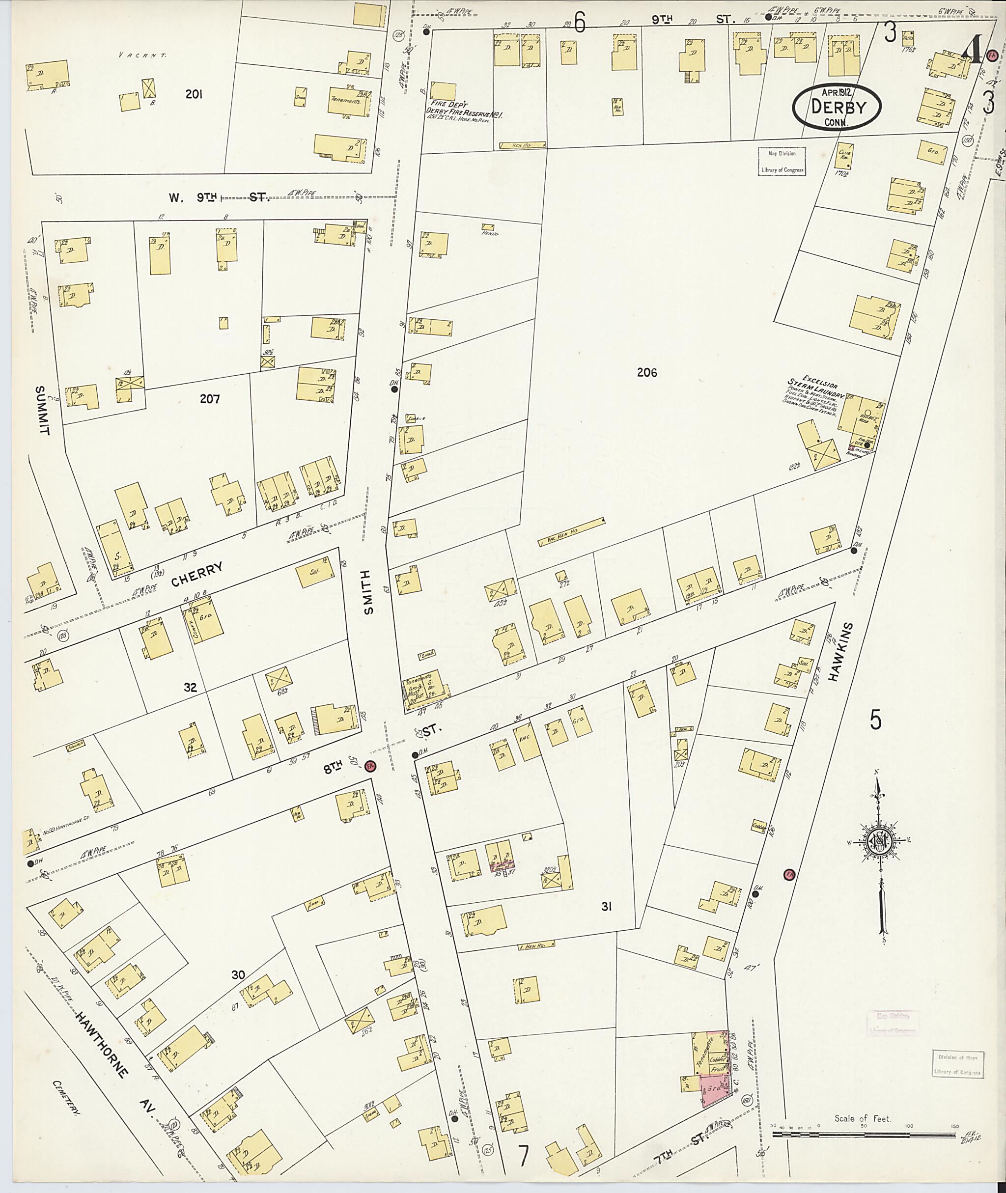 This old map of Derby, Shelton Fairfield County, Connecticut was created by Sanborn Map Company in 1912