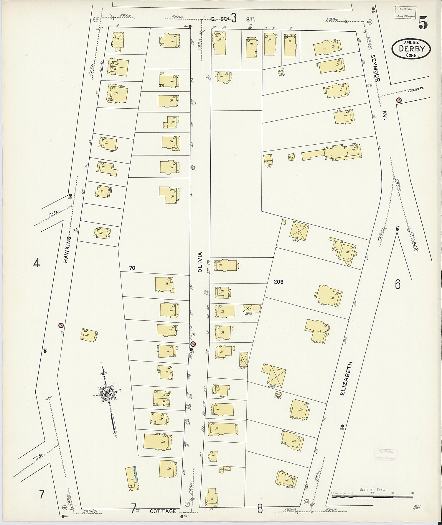 This old map of Derby, Shelton Fairfield County, Connecticut was created by Sanborn Map Company in 1912