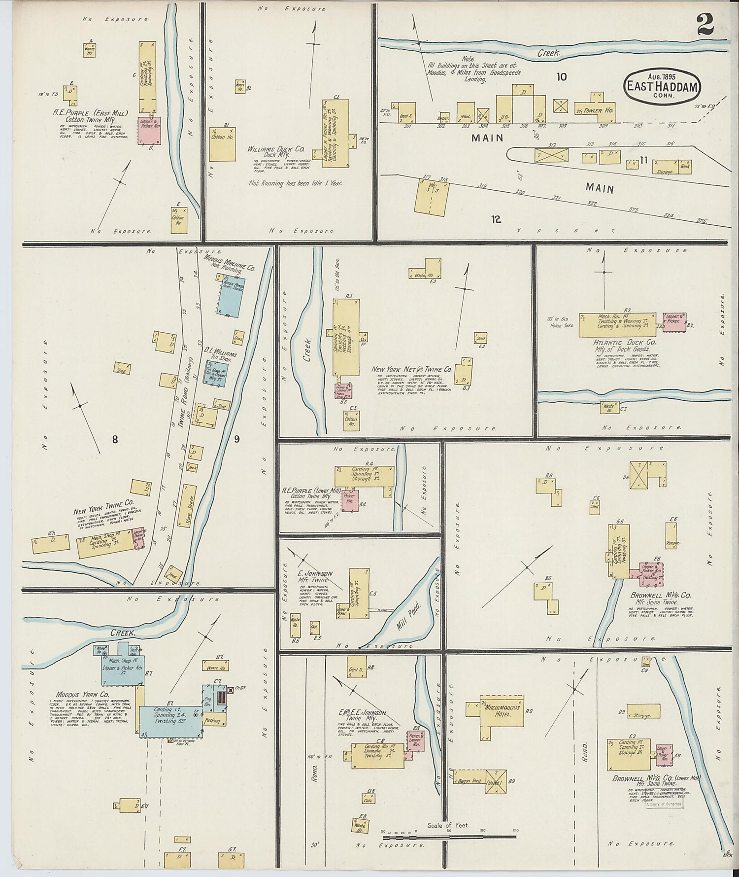 This old map of Moodus, Middlesex County, Connecticut was created by Sanborn Map Company in 1895