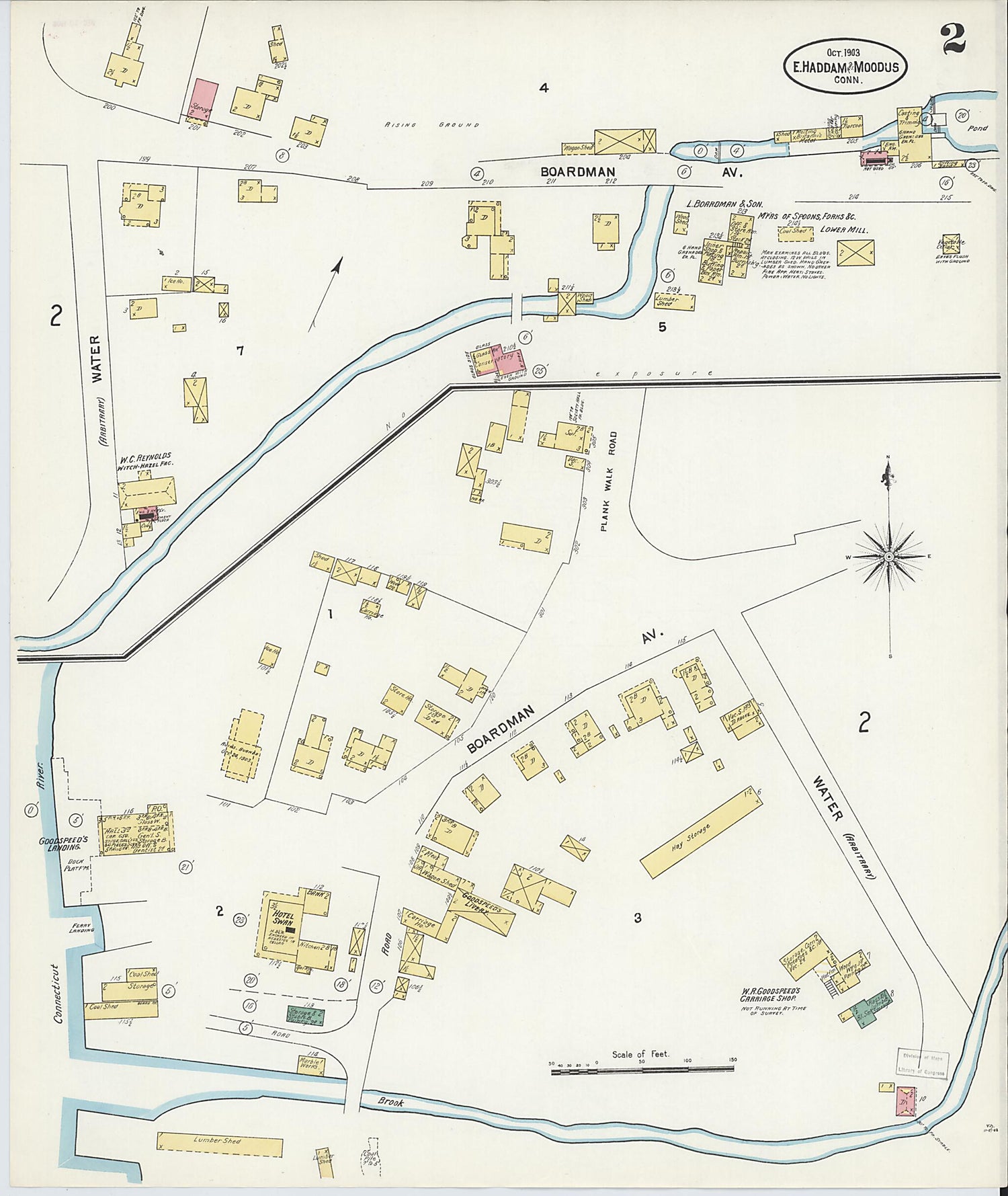 This old map of Moodus, Middlesex County, Connecticut was created by Sanborn Map Company in 1903
