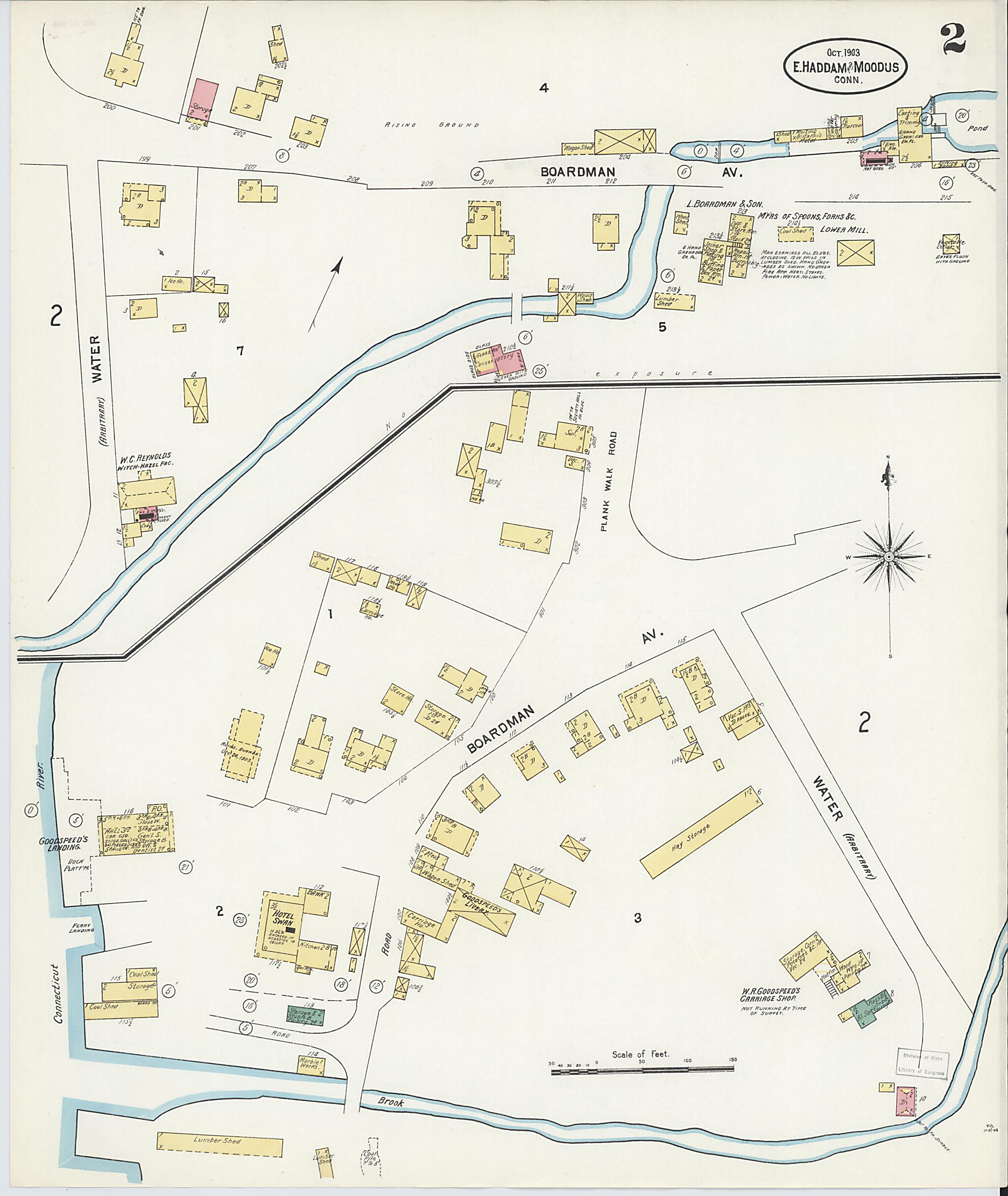 This old map of Moodus, Middlesex County, Connecticut was created by Sanborn Map Company in 1903