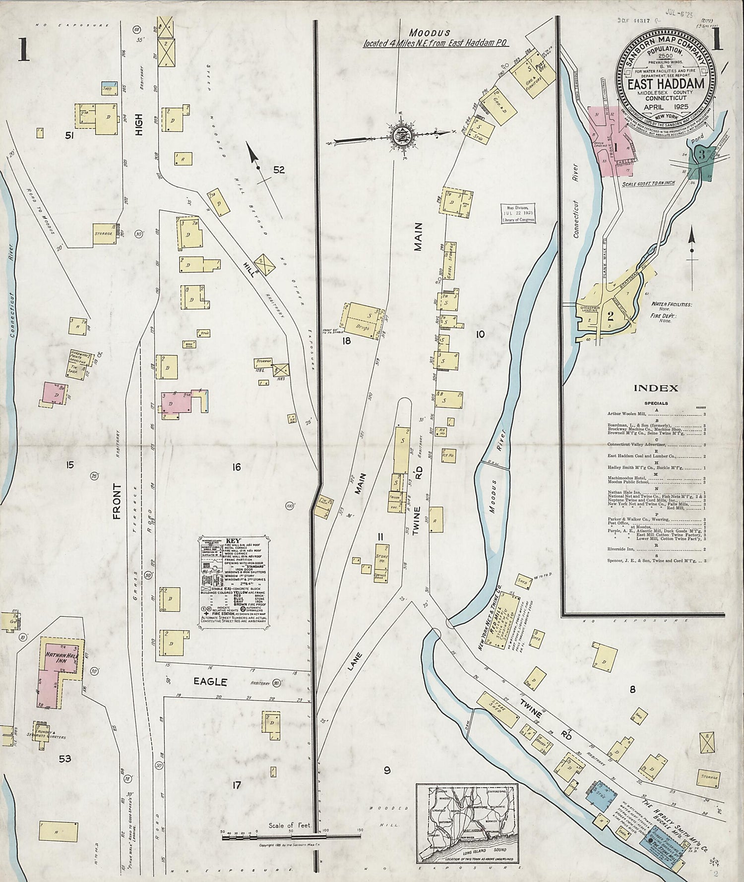 This old map of East Haddam, Middlesex County, Connecticut was created by Sanborn Map Company in 1925