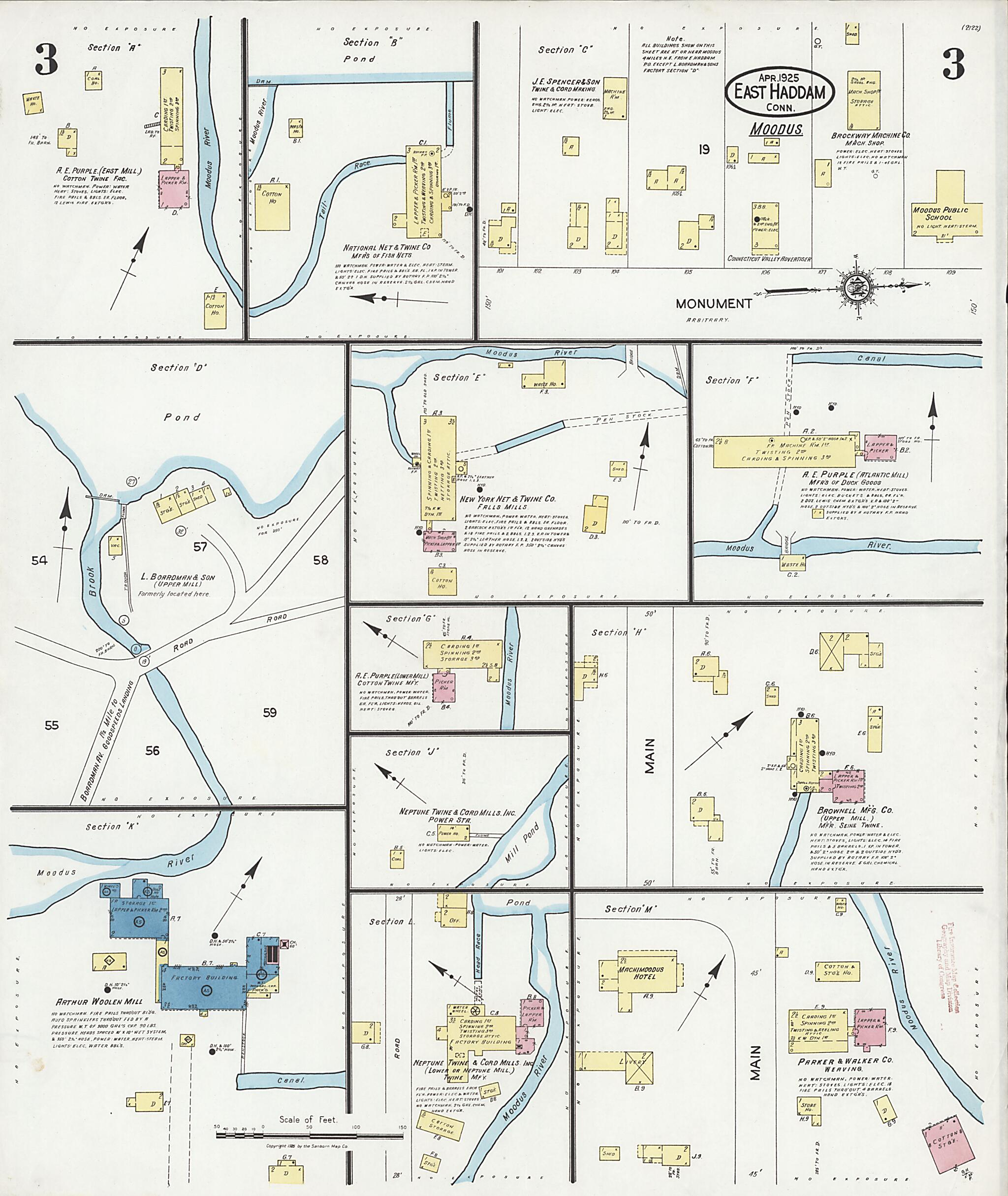 This old map of East Haddam, Middlesex County, Connecticut was created by Sanborn Map Company in 1925