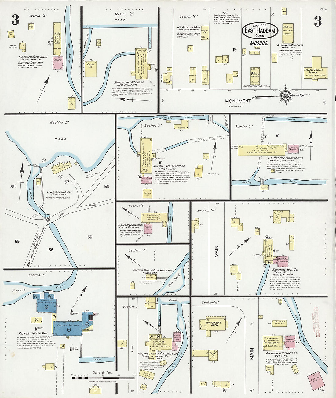 This old map of East Haddam, Middlesex County, Connecticut was created by Sanborn Map Company in 1925