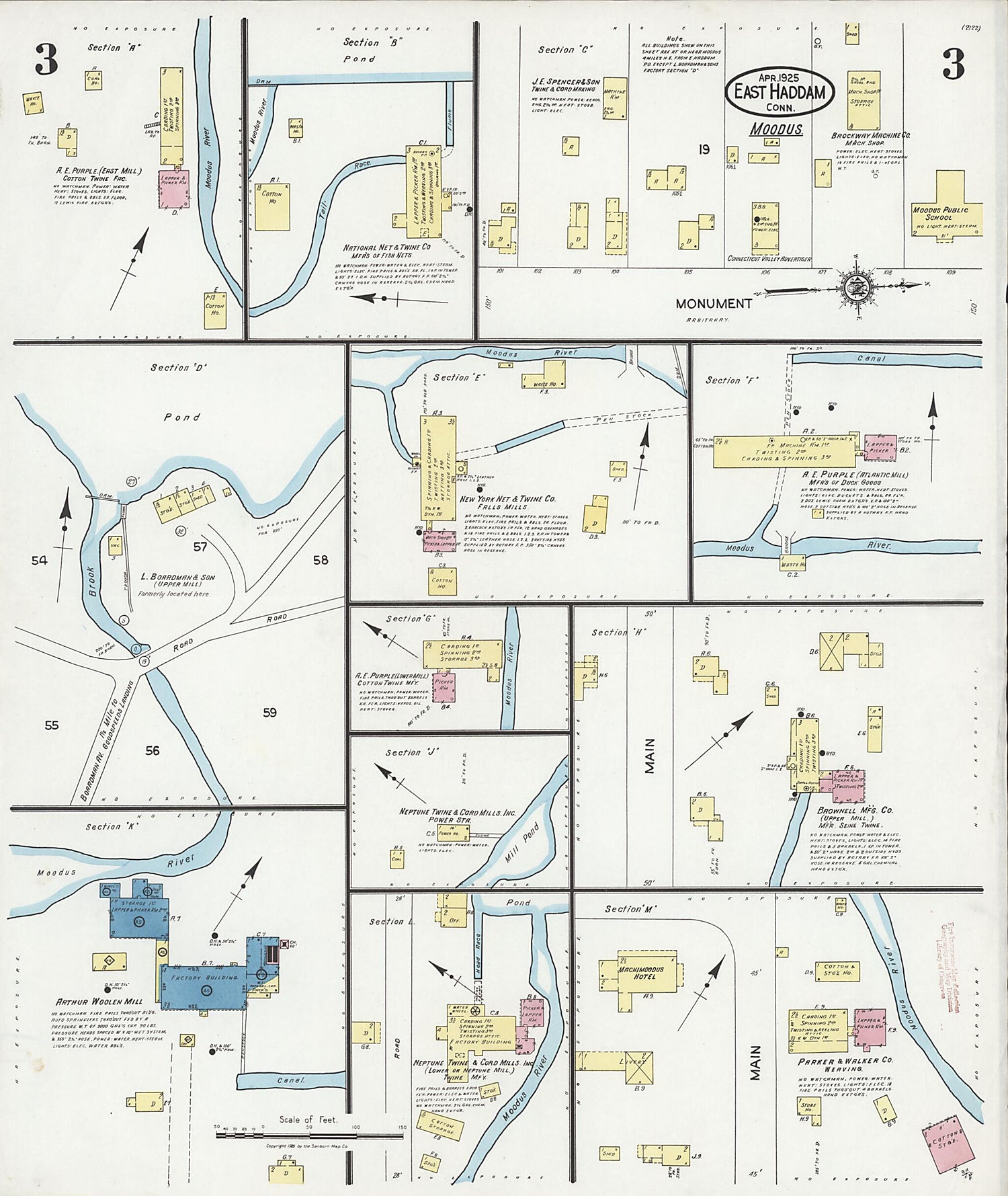 This old map of East Haddam, Middlesex County, Connecticut was created by Sanborn Map Company in 1925