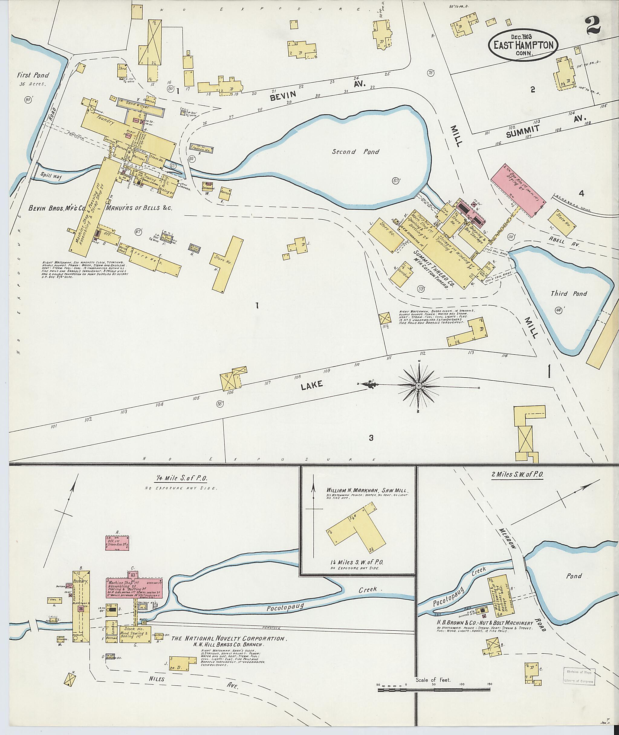 This old map of East Hampton, Middlesex County, Connecticut was created by Sanborn Map Company in 1903