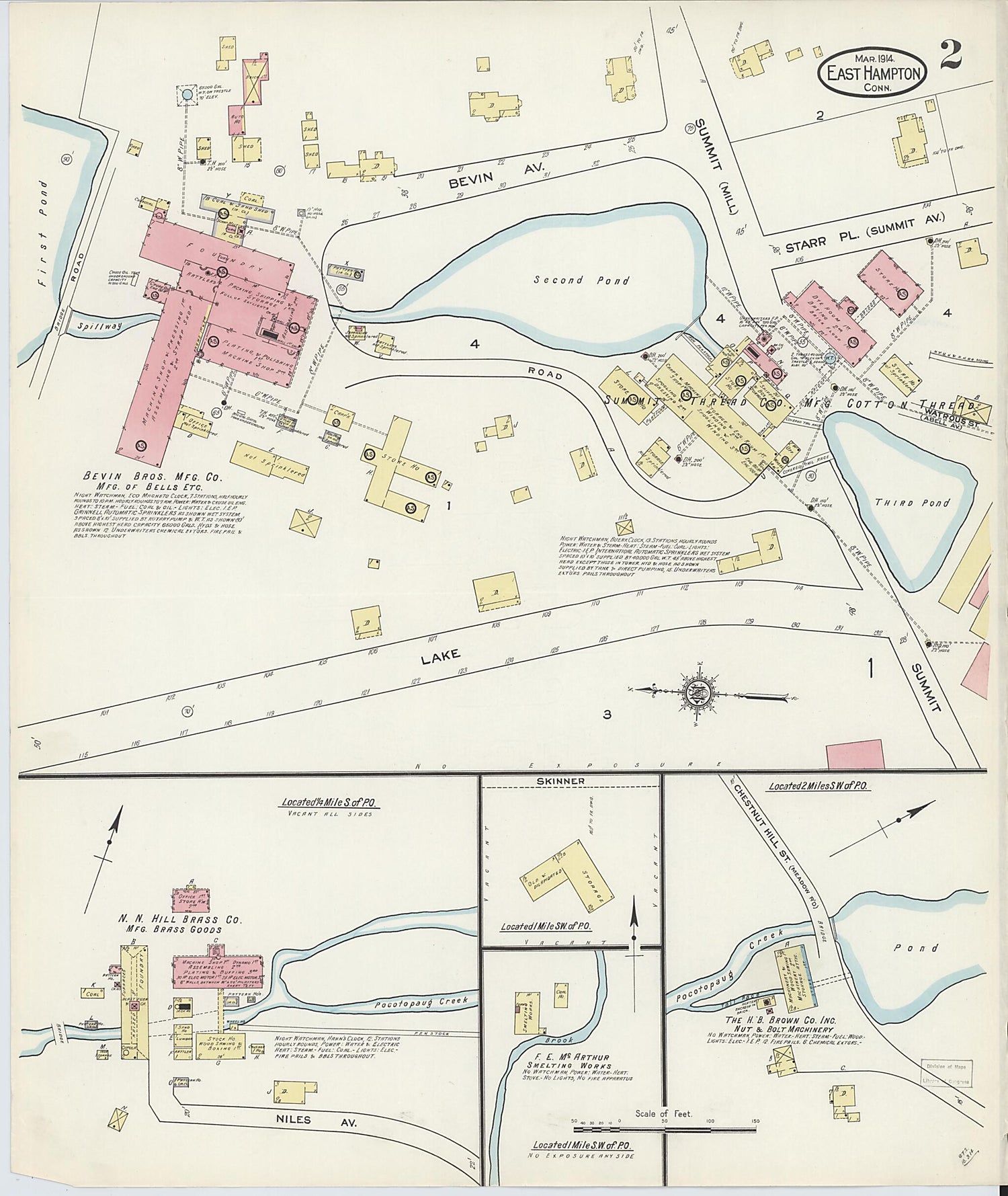 This old map of East Hampton, Middlesex County, Connecticut was created by Sanborn Map Company in 1914