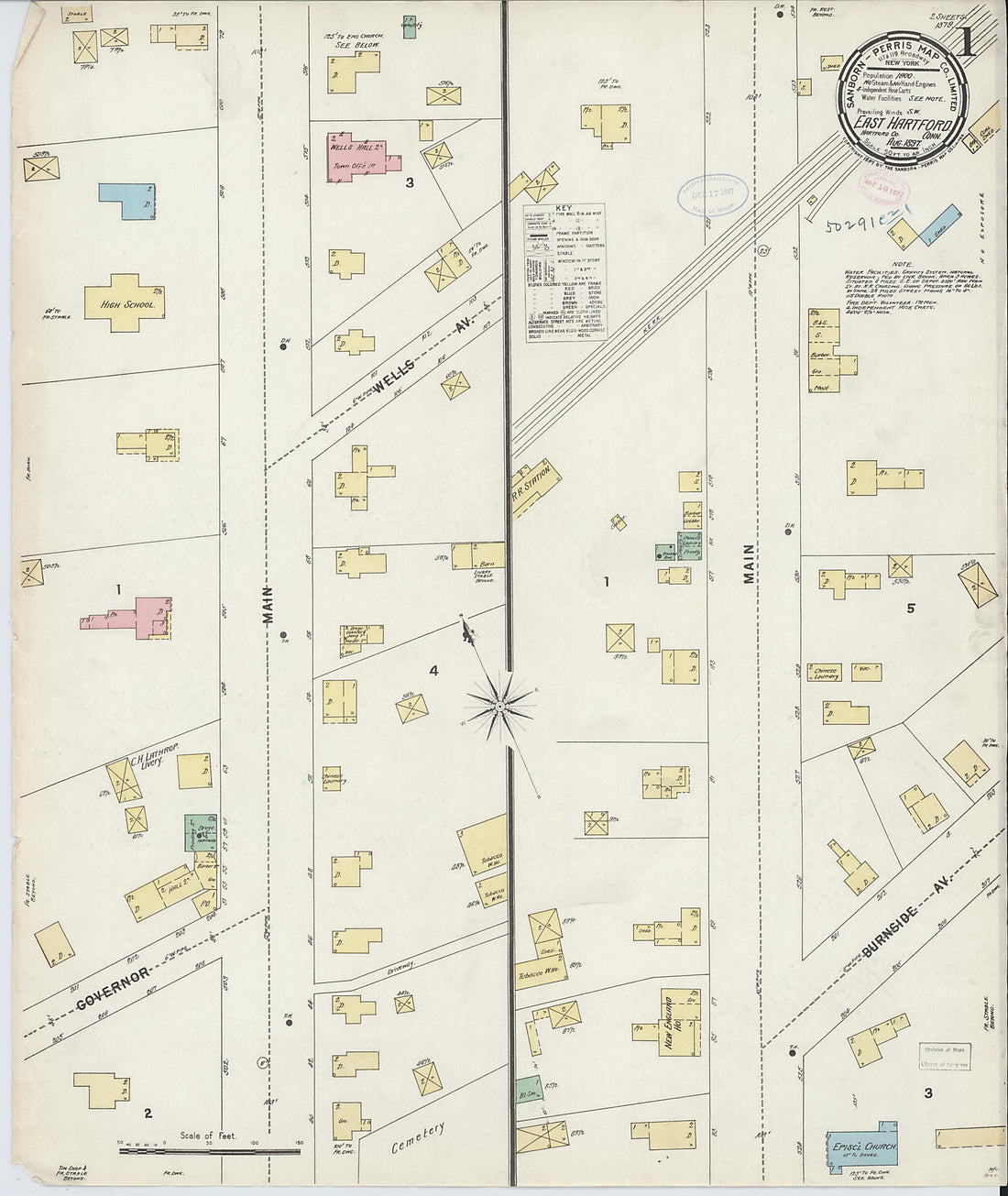 This old map of East Hartford, Hartford County, Connecticut was created by Sanborn Map Company in 1897