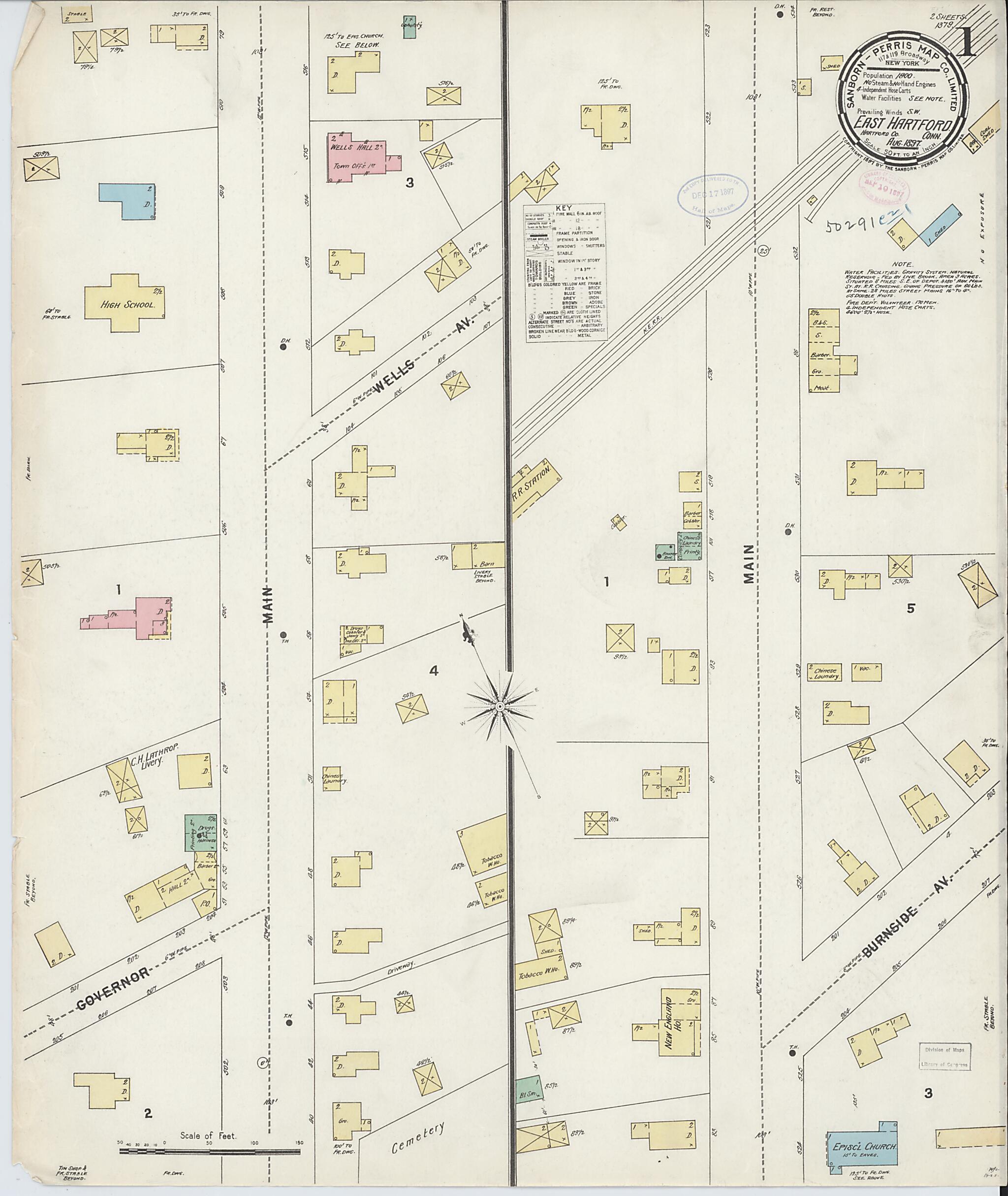 This old map of East Hartford, Hartford County, Connecticut was created by Sanborn Map Company in 1897