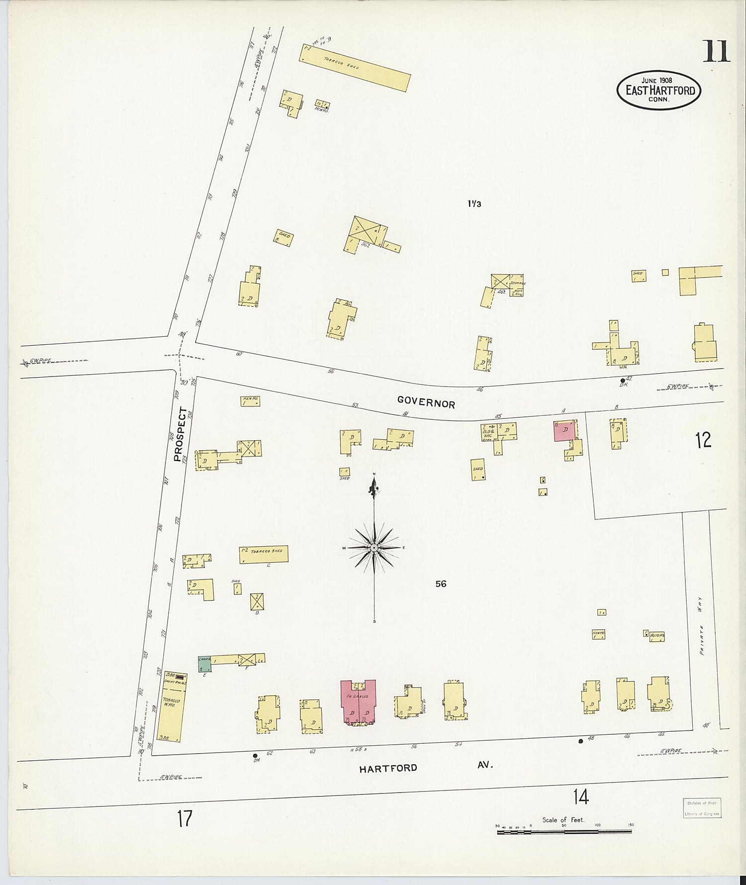 This old map of East Hartford, Hartford County, Connecticut was created by Sanborn Map Company in 1908