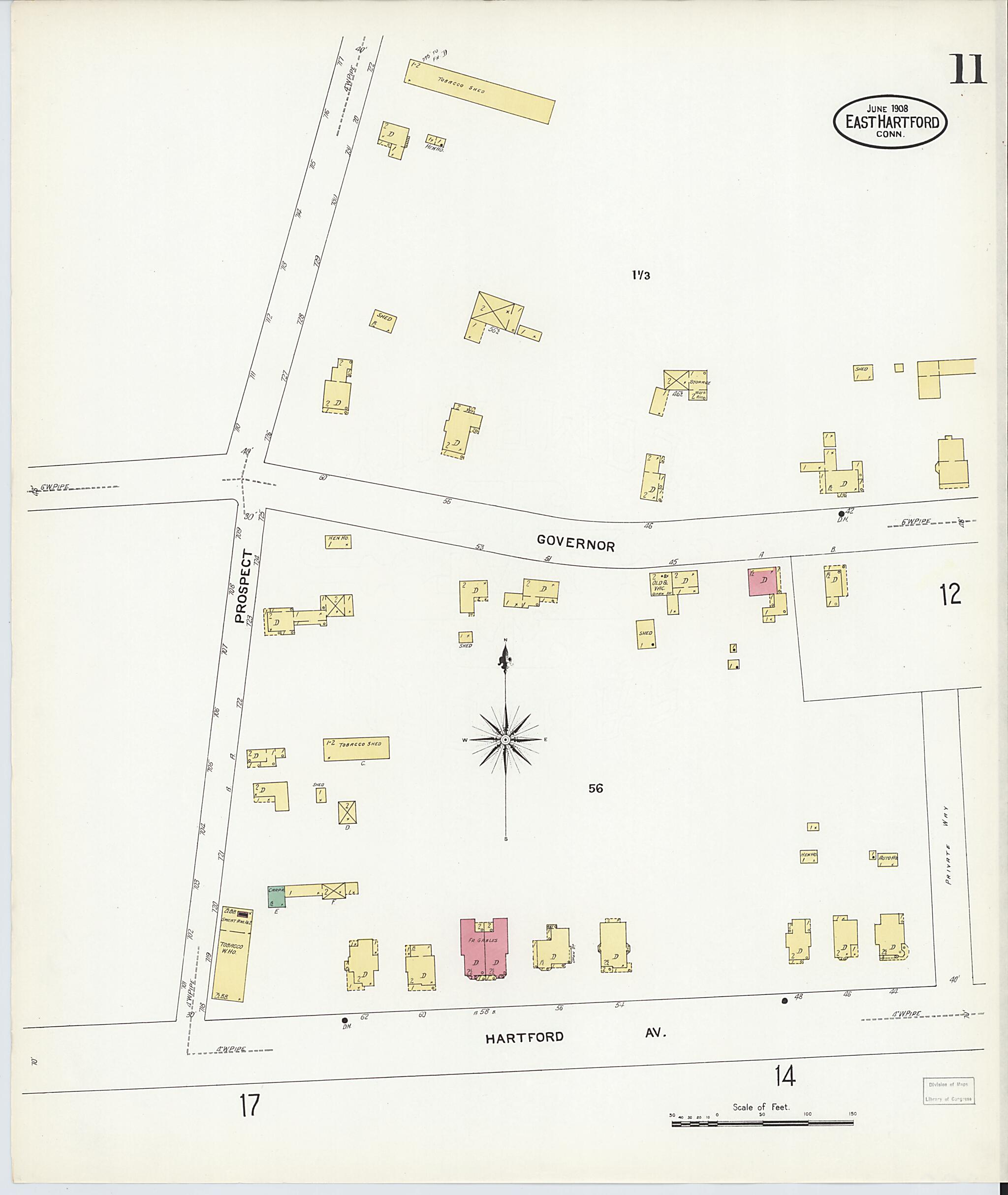 This old map of East Hartford, Hartford County, Connecticut was created by Sanborn Map Company in 1908