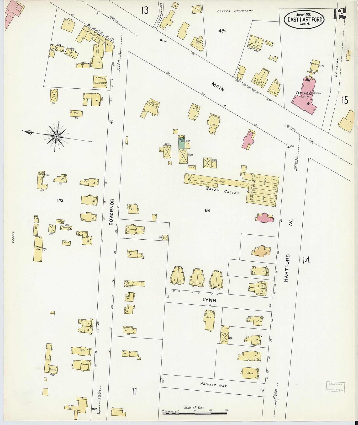 This old map of East Hartford, Hartford County, Connecticut was created by Sanborn Map Company in 1908