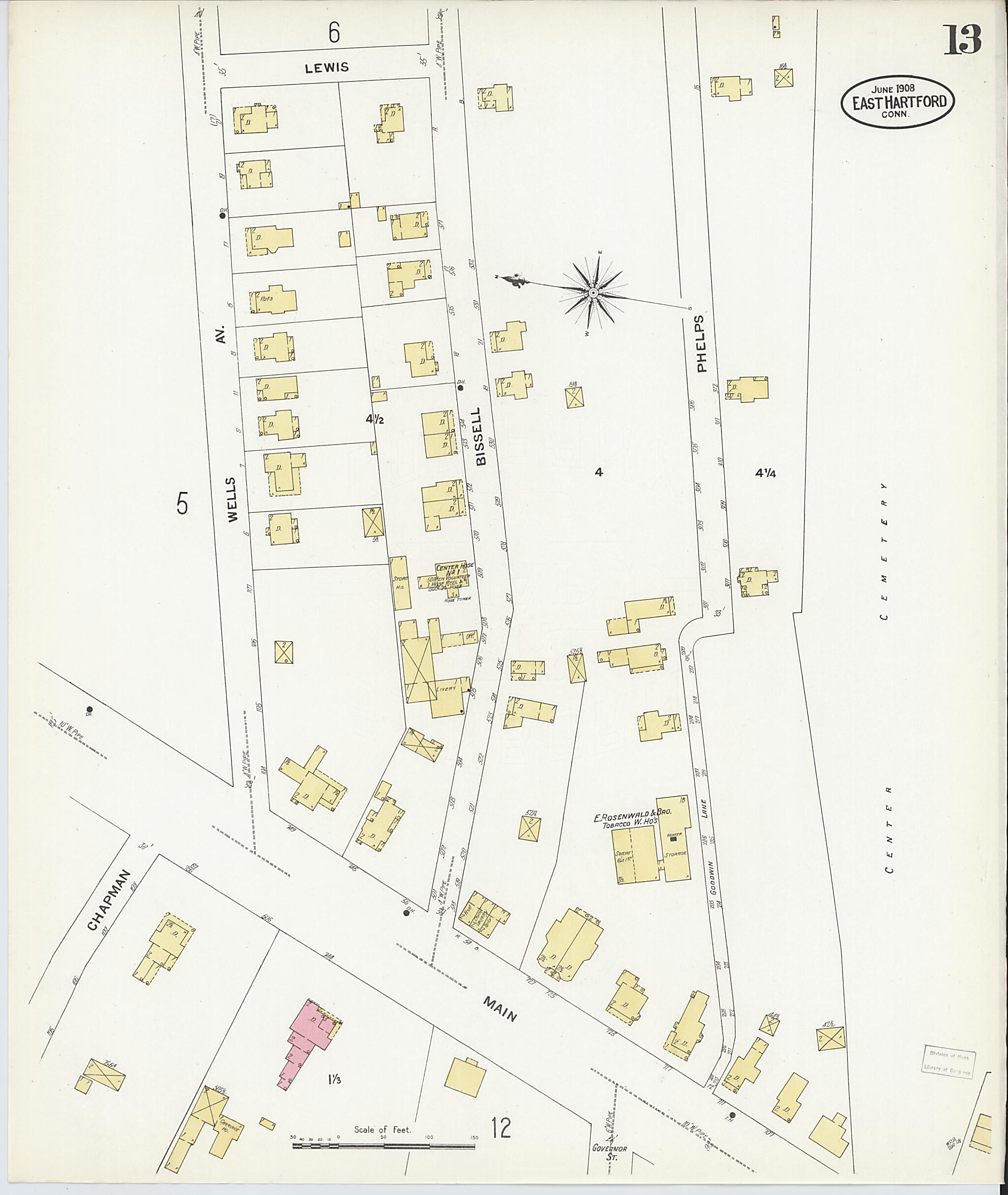 This old map of East Hartford, Hartford County, Connecticut was created by Sanborn Map Company in 1908