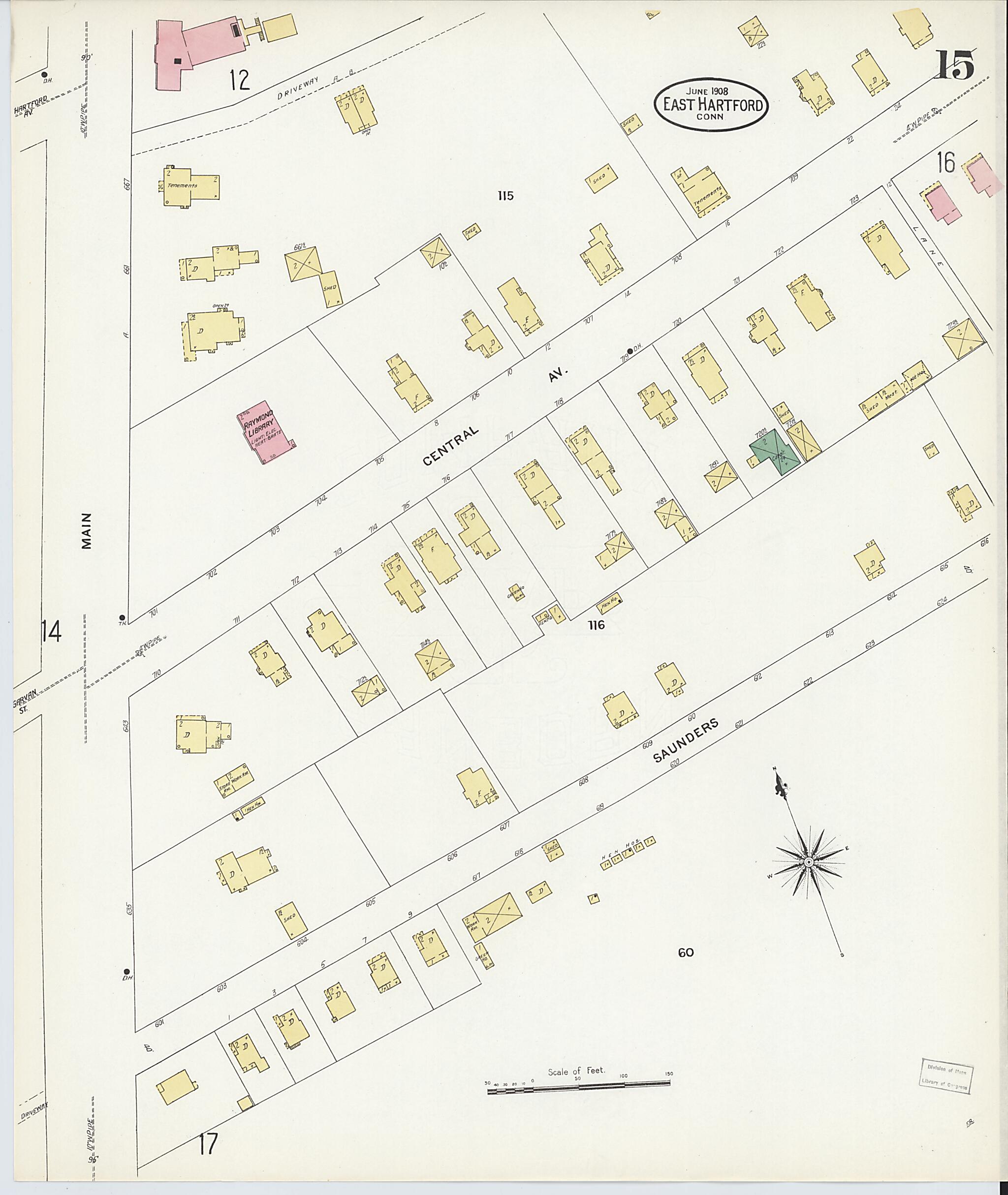 This old map of East Hartford, Hartford County, Connecticut was created by Sanborn Map Company in 1908