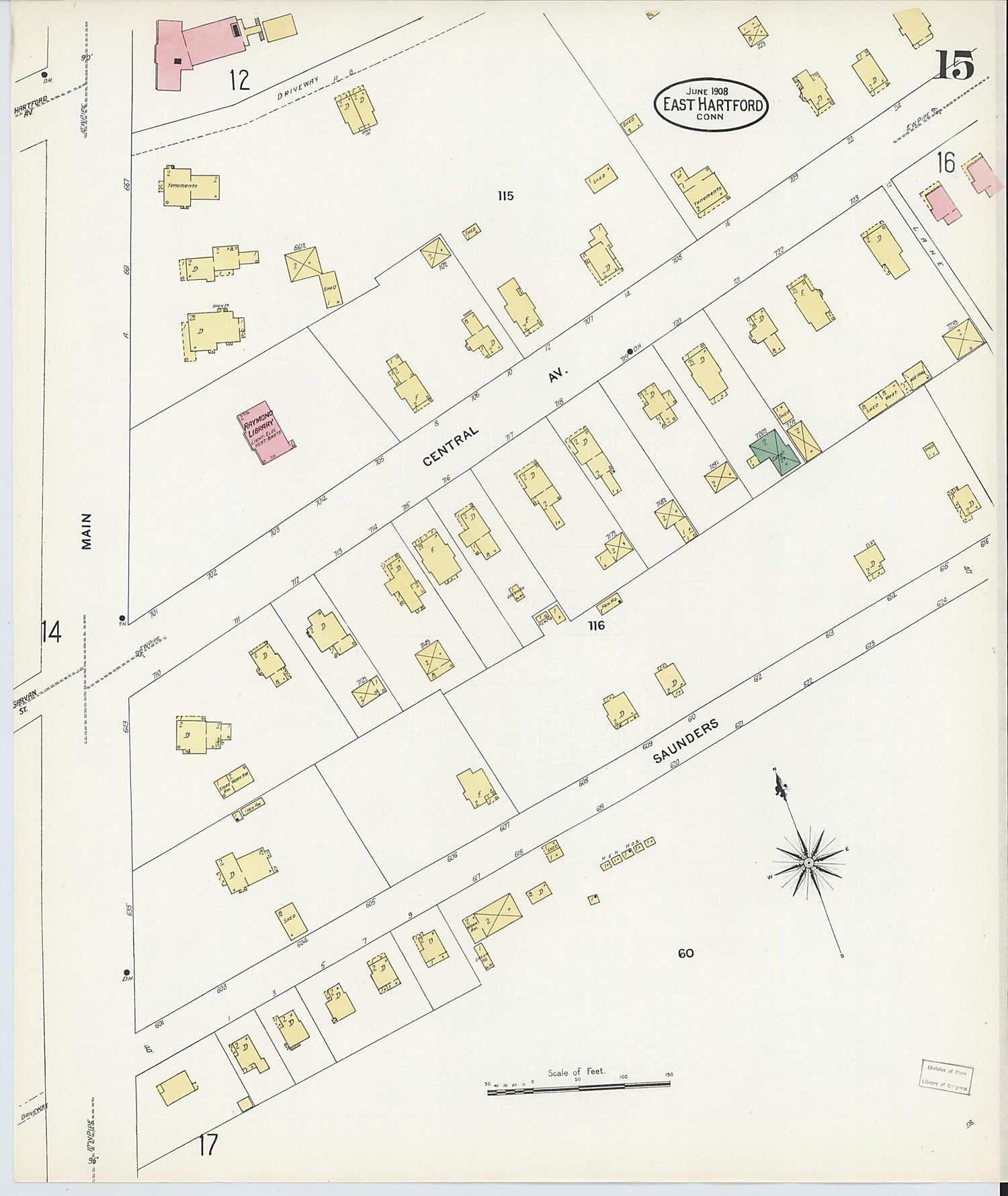 This old map of East Hartford, Hartford County, Connecticut was created by Sanborn Map Company in 1908