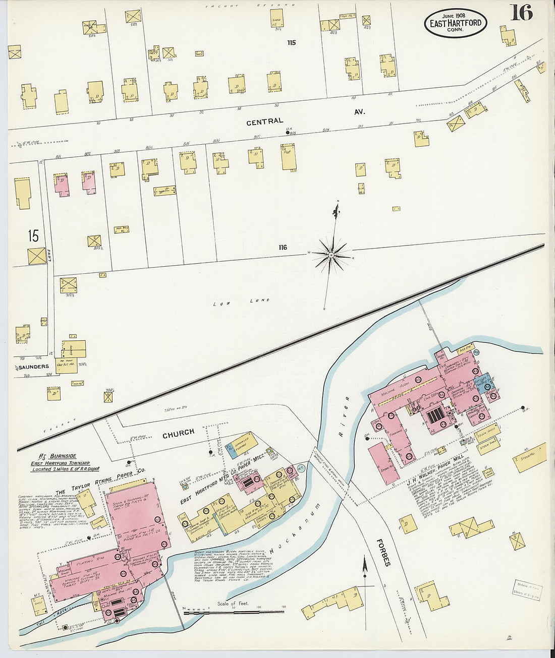 This old map of East Hartford, Hartford County, Connecticut was created by Sanborn Map Company in 1908