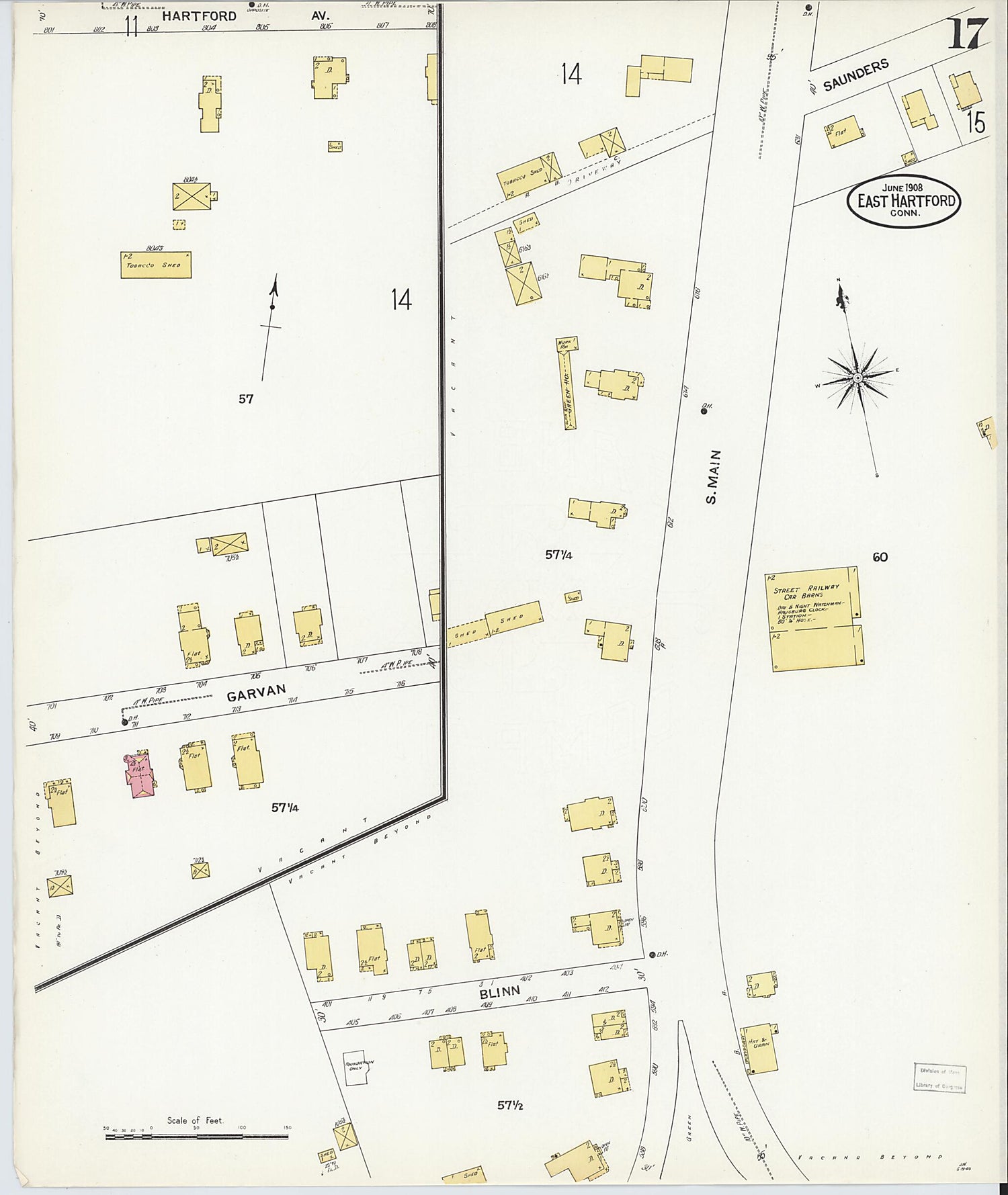 This old map of East Hartford, Hartford County, Connecticut was created by Sanborn Map Company in 1908