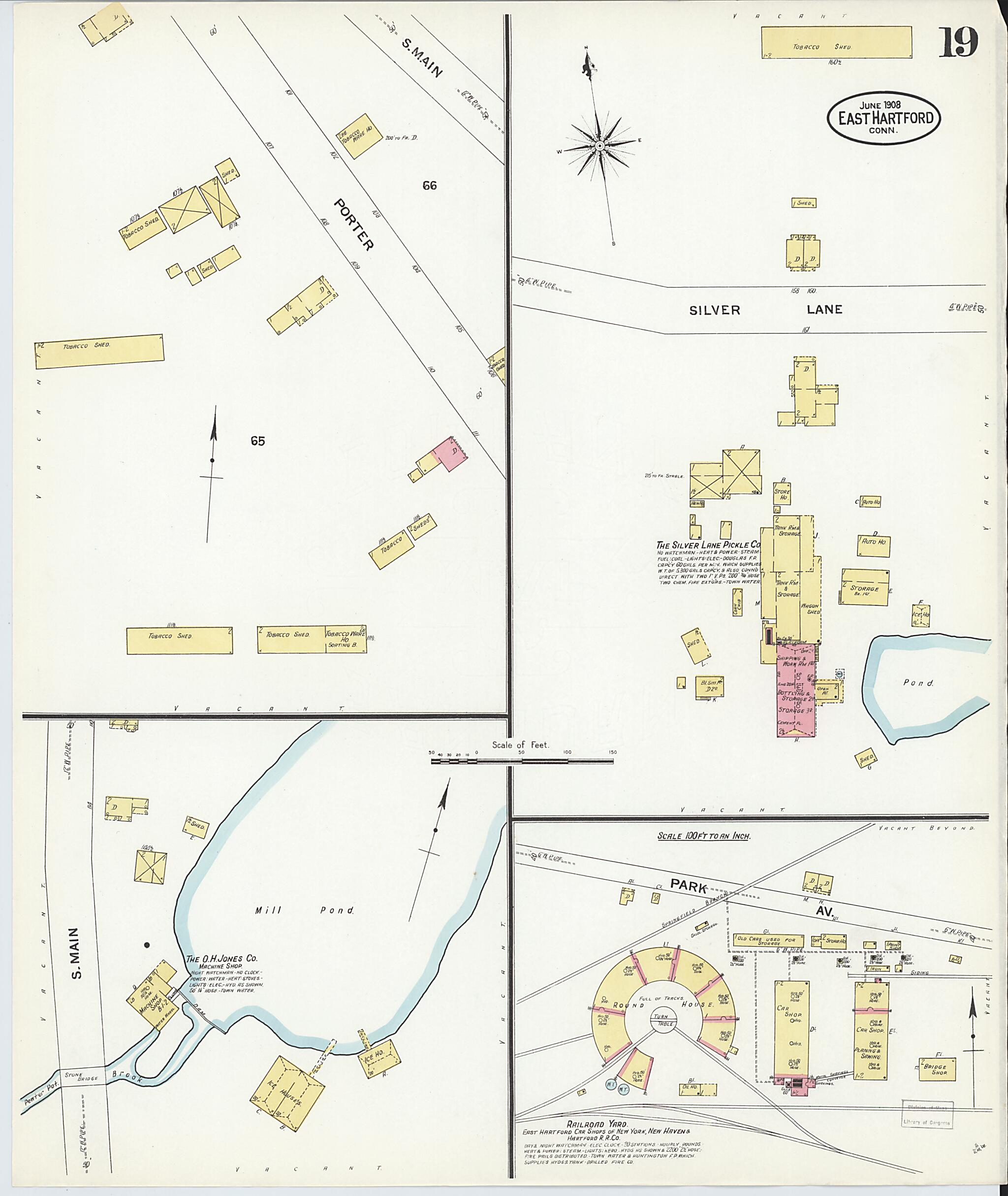This old map of East Hartford, Hartford County, Connecticut was created by Sanborn Map Company in 1908