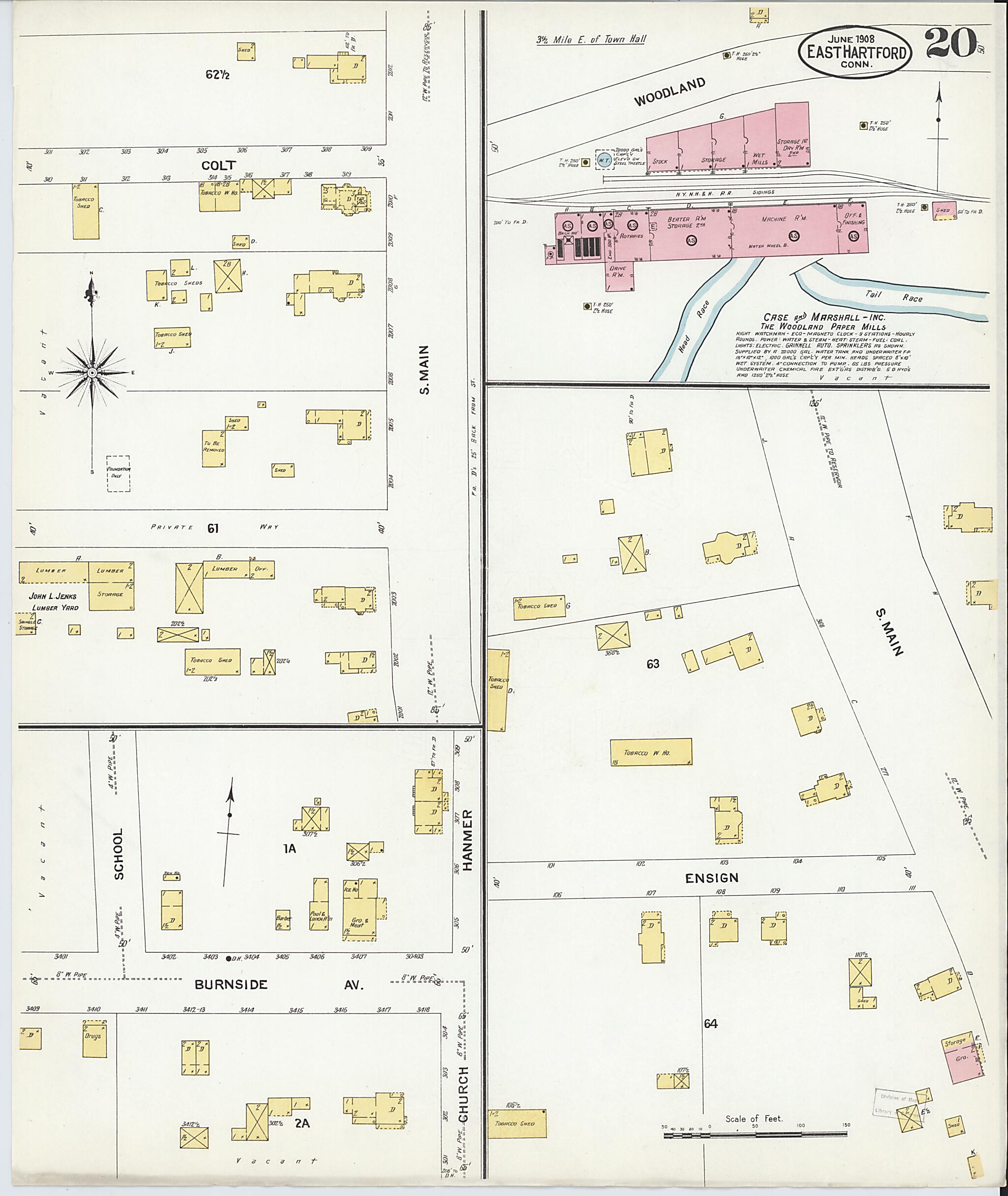 This old map of East Hartford, Hartford County, Connecticut was created by Sanborn Map Company in 1908