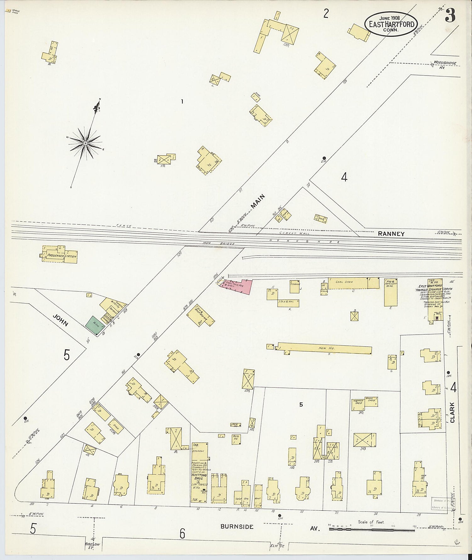 This old map of East Hartford, Hartford County, Connecticut was created by Sanborn Map Company in 1908
