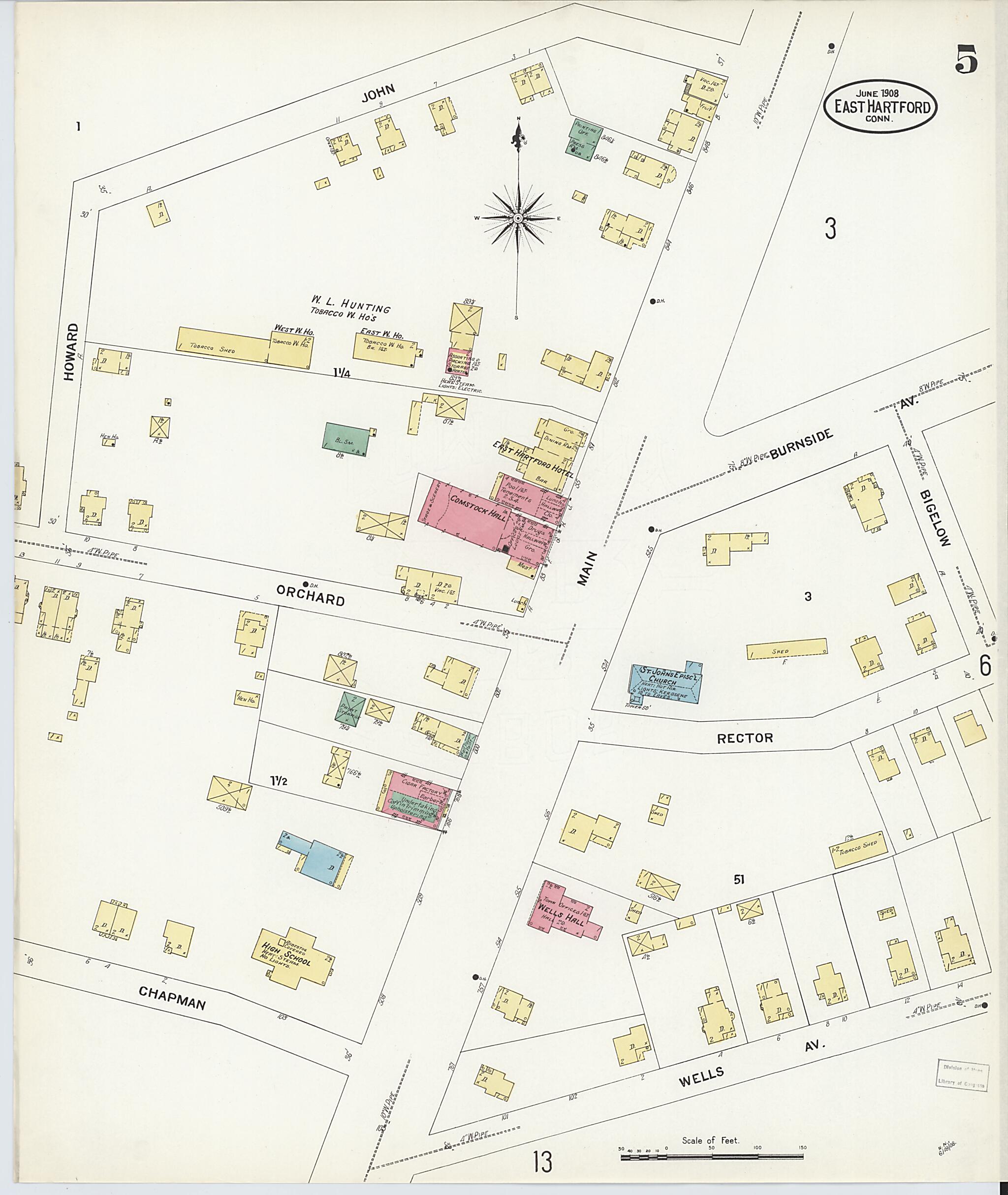 This old map of East Hartford, Hartford County, Connecticut was created by Sanborn Map Company in 1908